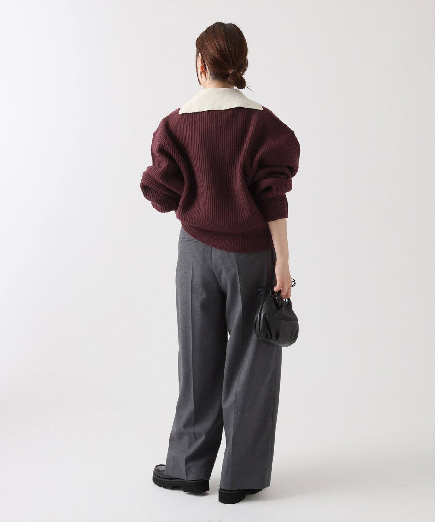 JANE SMITH/ジェーンスミス】7G RIDGE KNITTING LAYERED PUL：ニット 