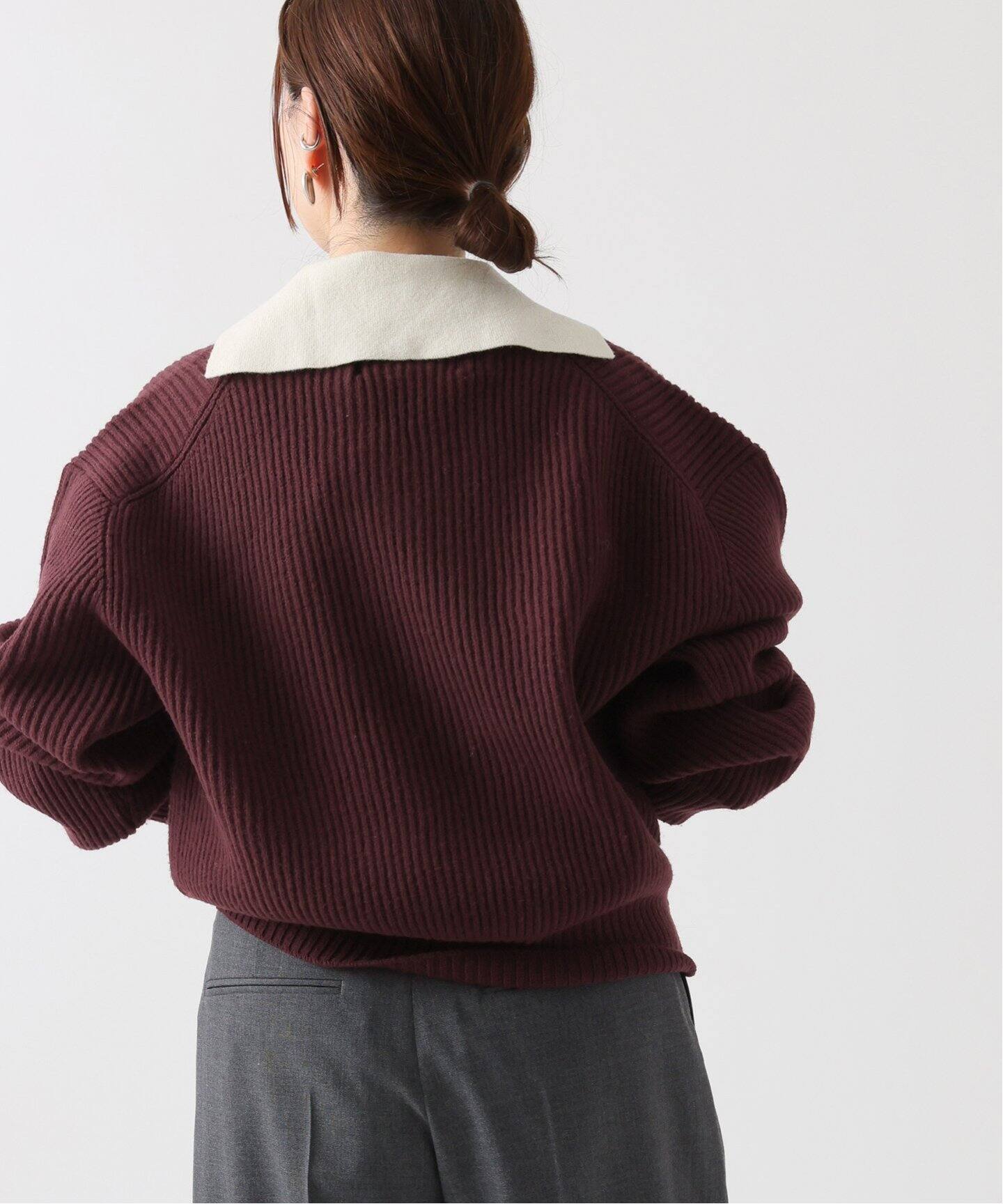 JANE SMITH/ジェーンスミス】7G RIDGE KNITTING LAYERED PUL：ニット 