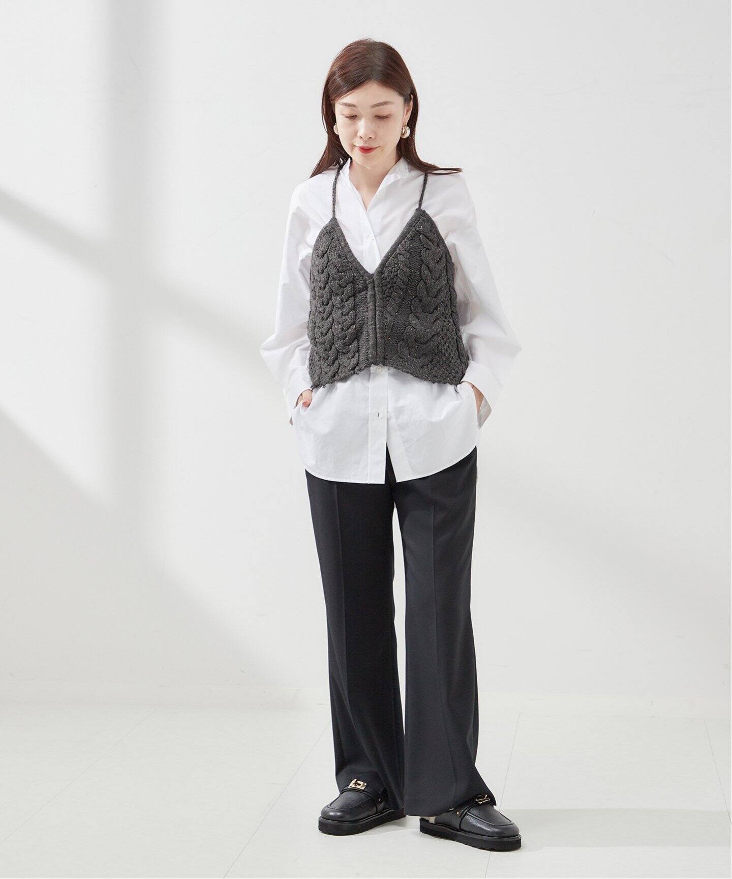 Uhr/ウーア】Cable Drawstring Camisole Knit：ニット 