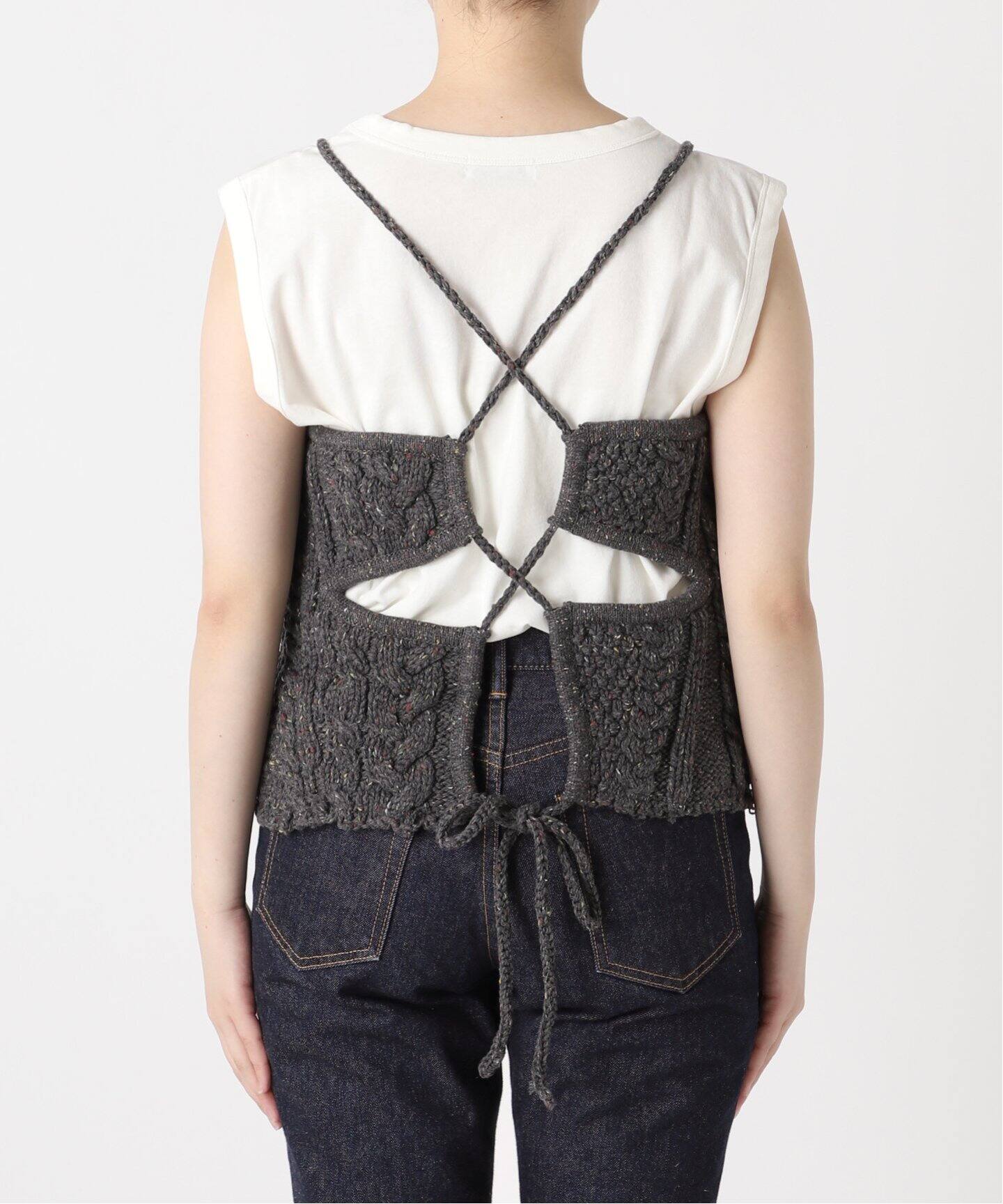 Uhr/ウーア】Cable Drawstring Camisole Knit：ニット 