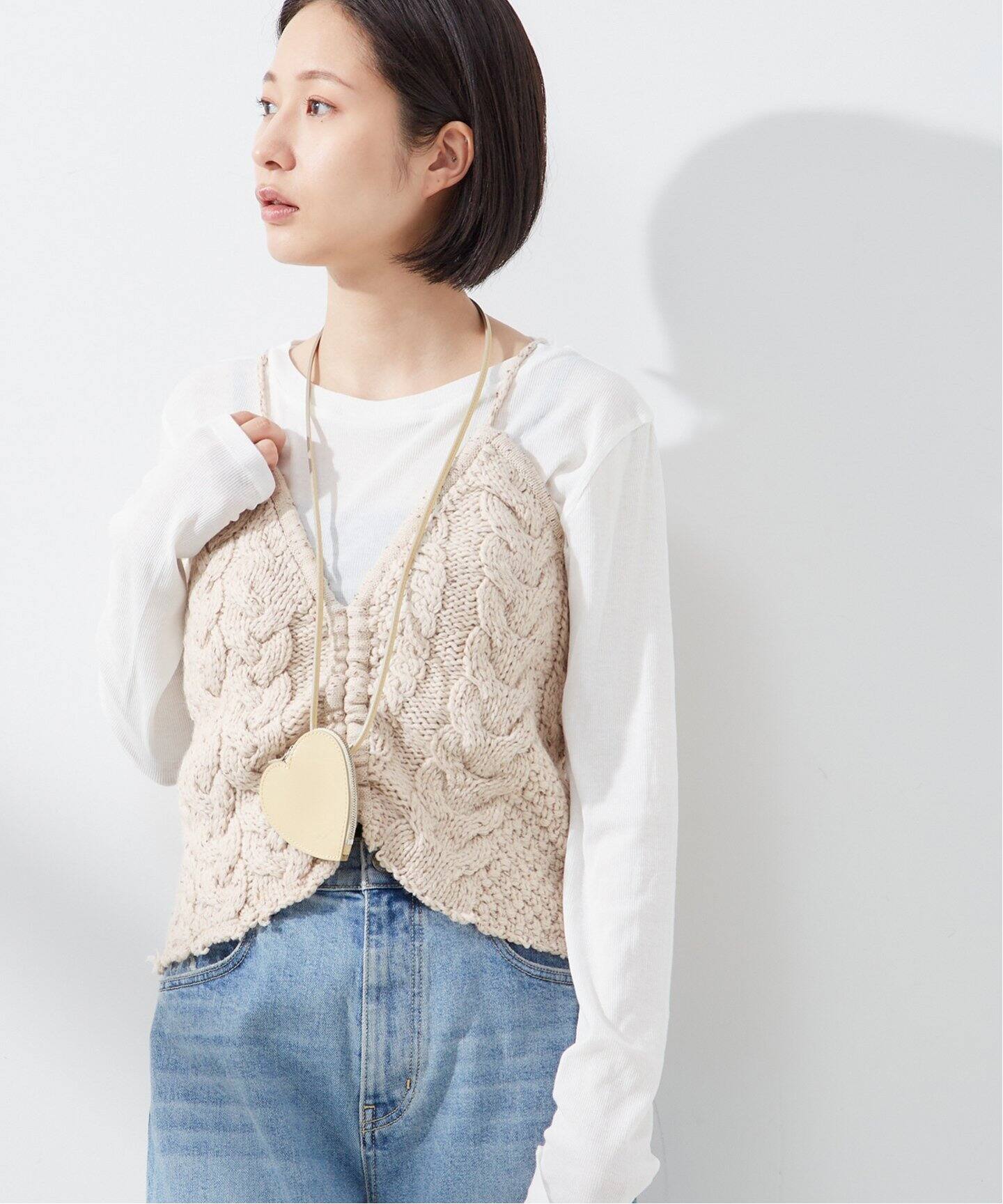 Uhr/ウーア】Cable Drawstring Camisole Knit：ニット 