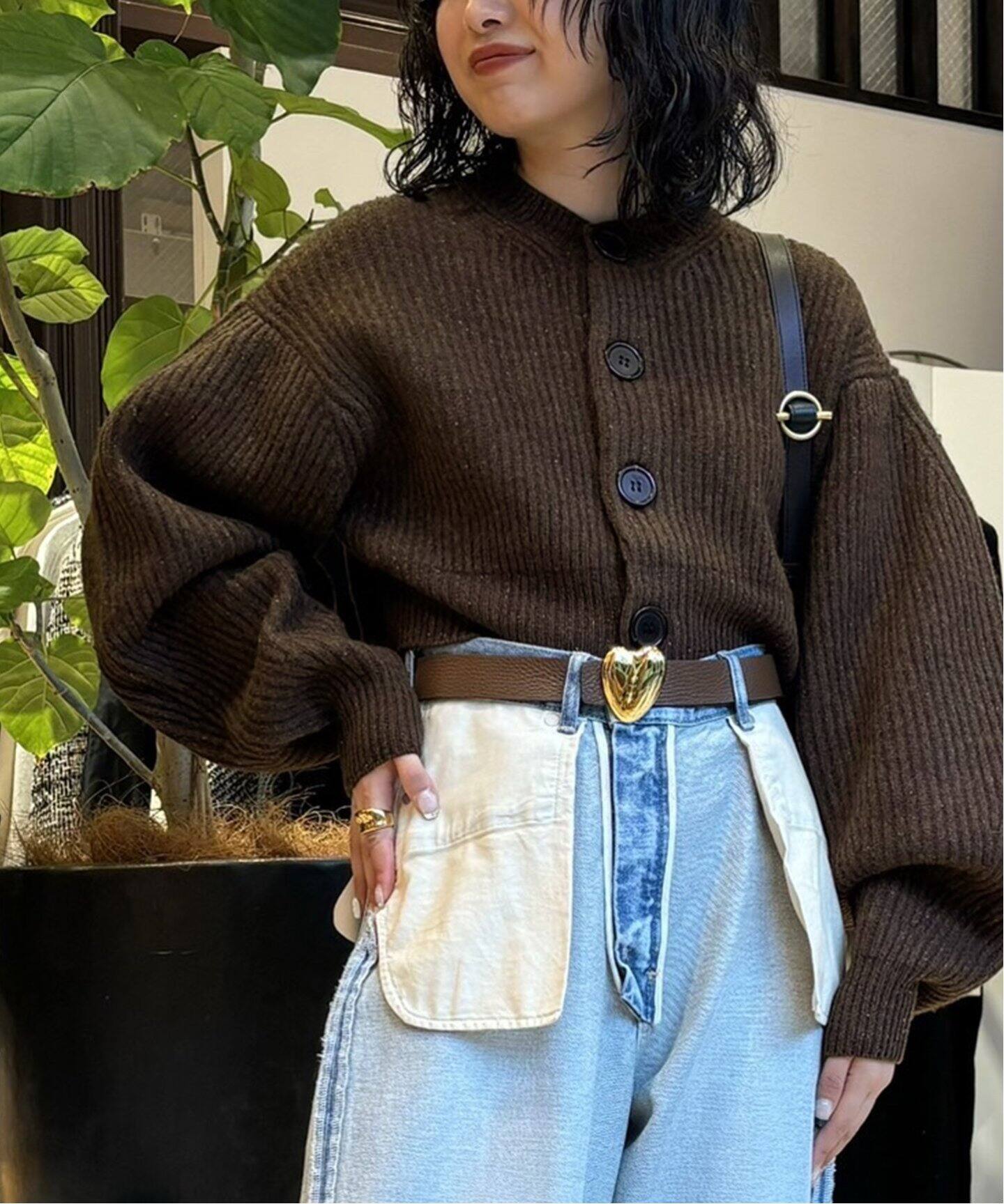 INSCRIRE /アンスクリア】Cropped Cardigan：カーディガン 