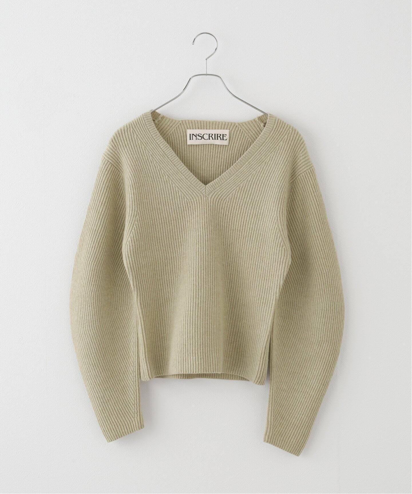INSCRIRE /アンスクリア】Balloon V/N Rib Sweater：ニット（ニット  