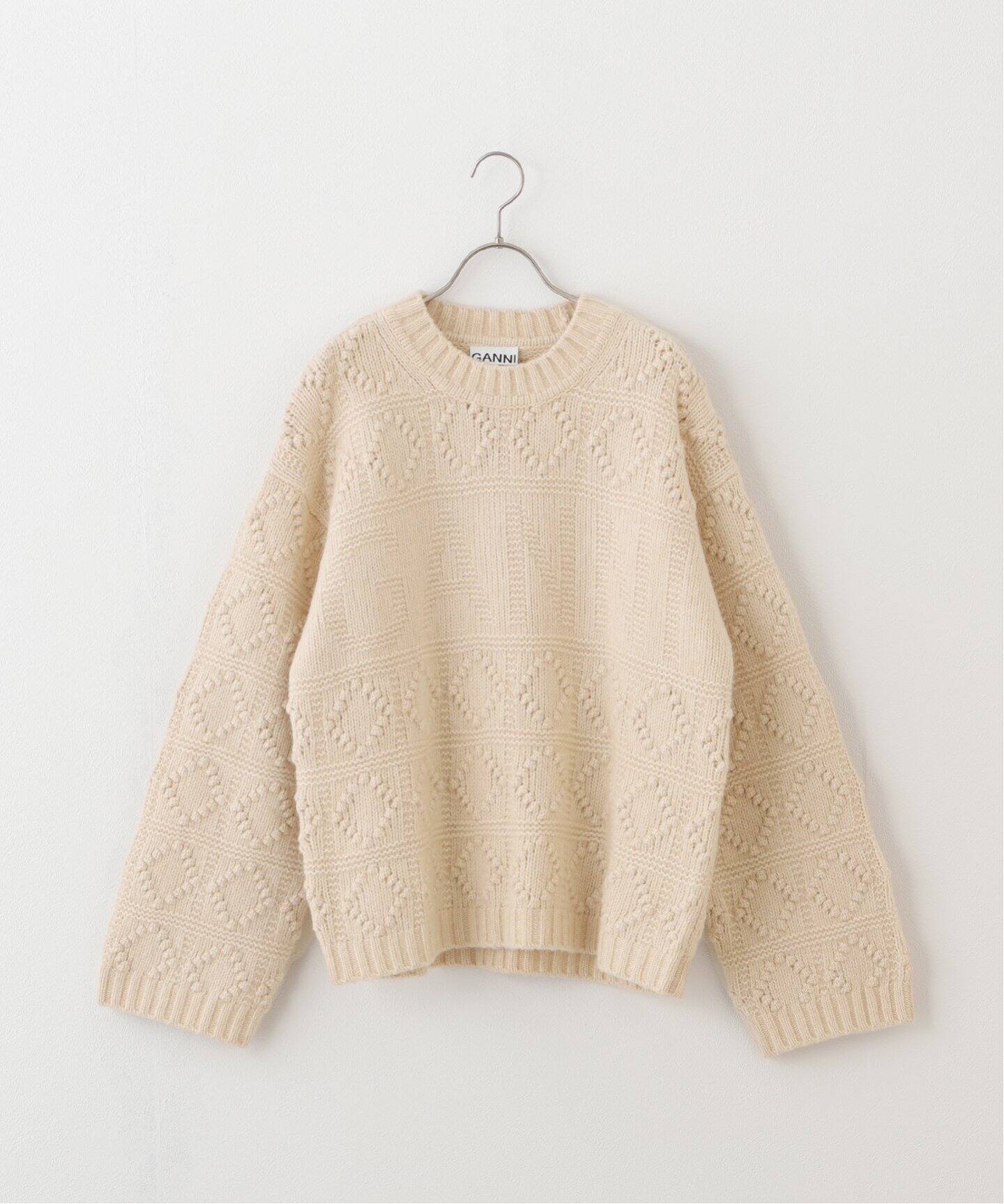 GANNI/ガニー】 Wool Cotton Bubble O-Neck：ニット（ニット／セーター  