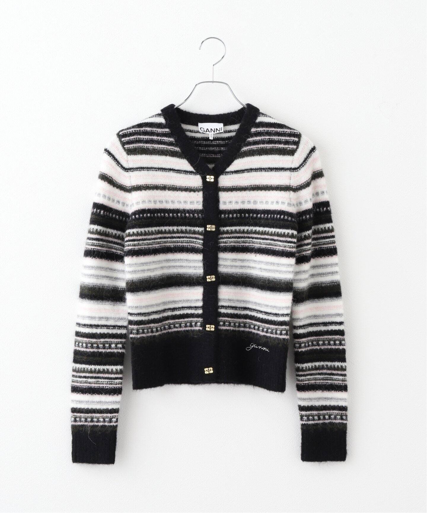 GANNI/ガニー】Soft Wool Stripe Cardigan：カーディガン  