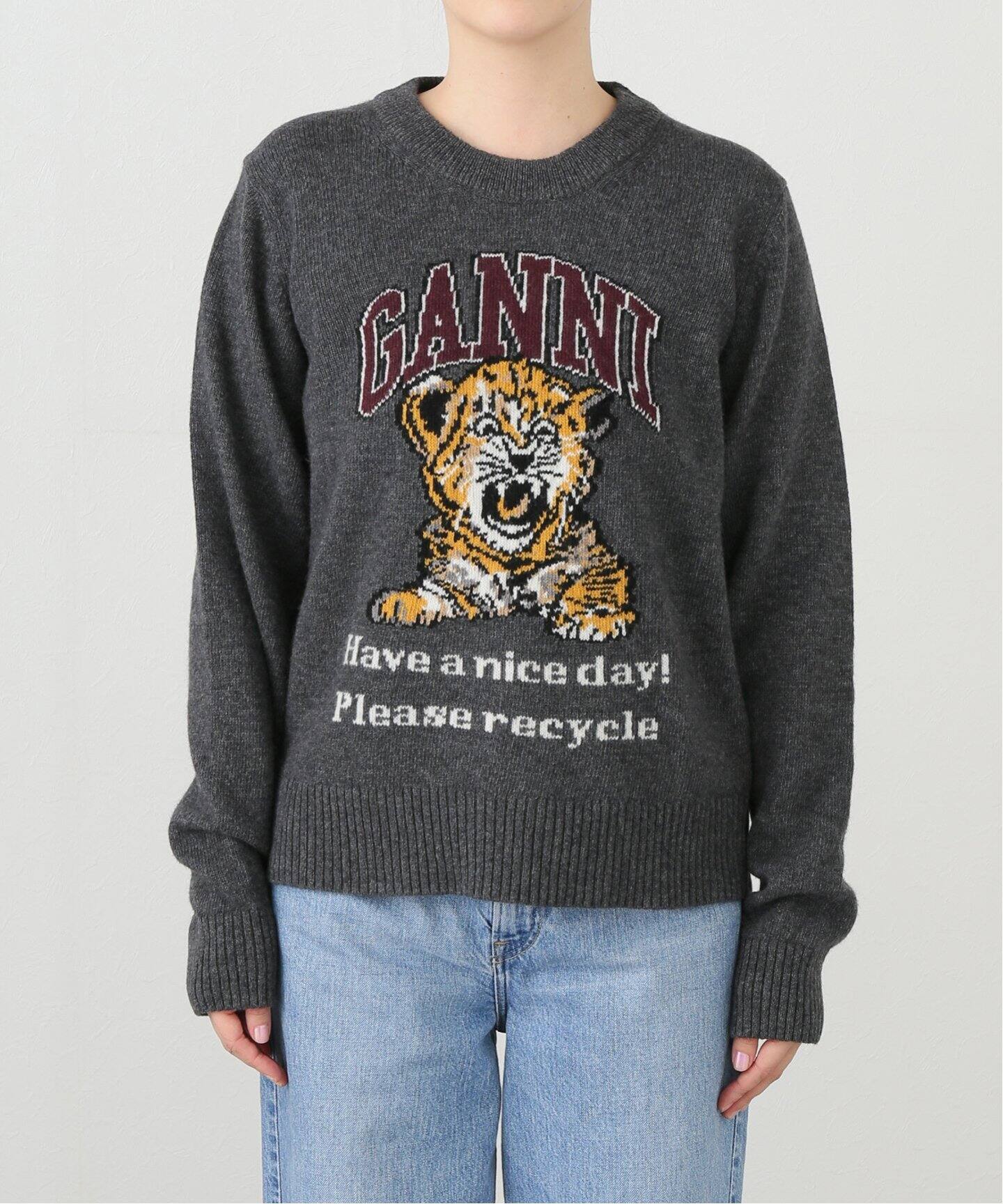GANNI/ガニー】Graphic Wool Mix Tiger Crewneck：ニット（ニット  