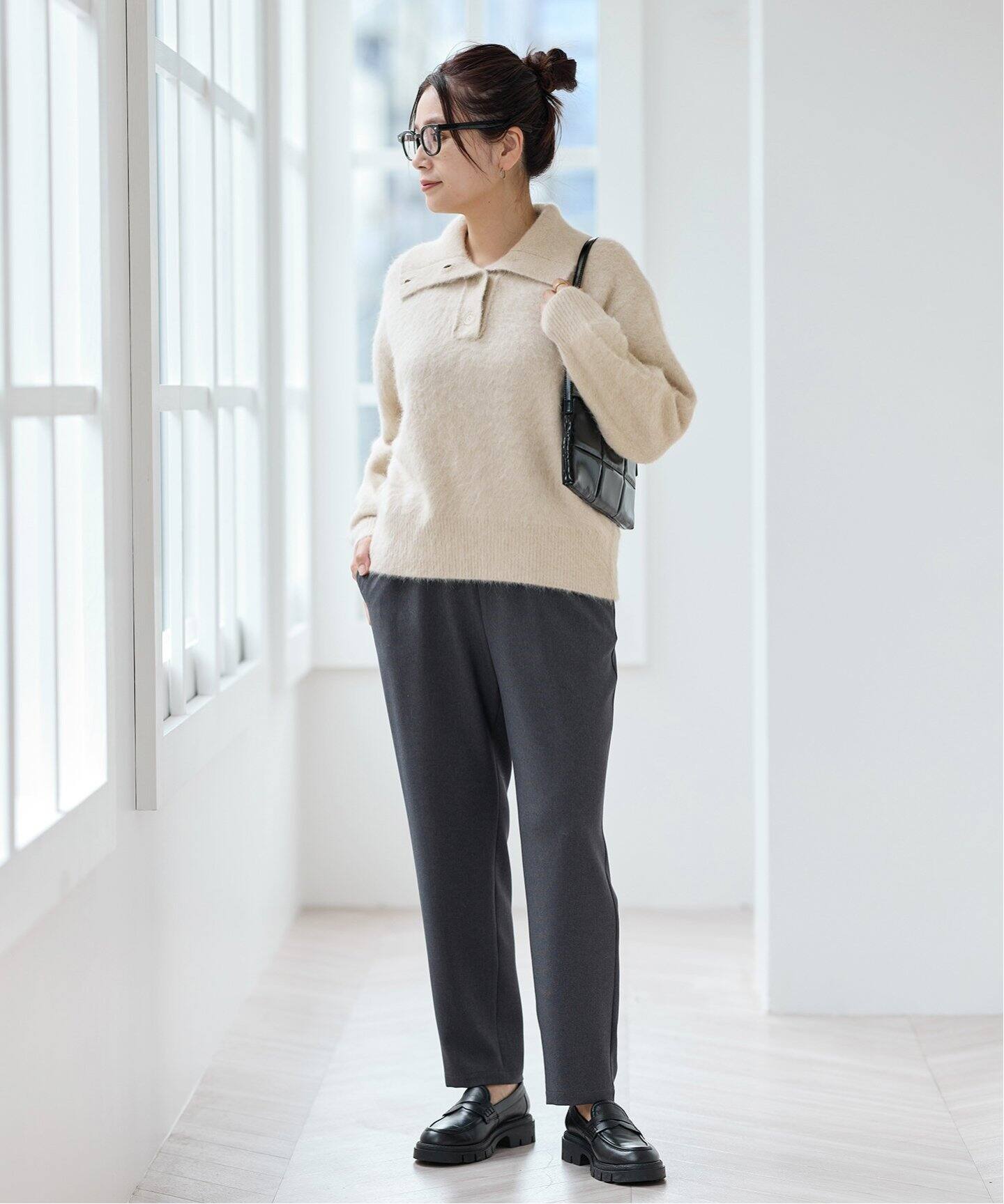 アルパカミックスファー襟付きプルオーバー（ニット／セーター  