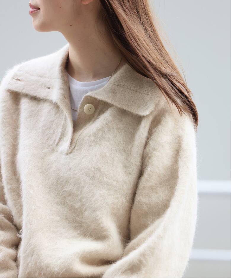 アルパカミックスファー襟付きプルオーバー（ニット／セーター  