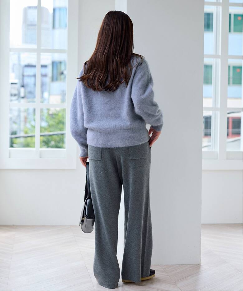 アルパカミックスファー襟付きプルオーバー（ニット／セーター  