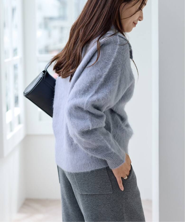 アルパカミックスファー襟付きプルオーバー（ニット／セーター  