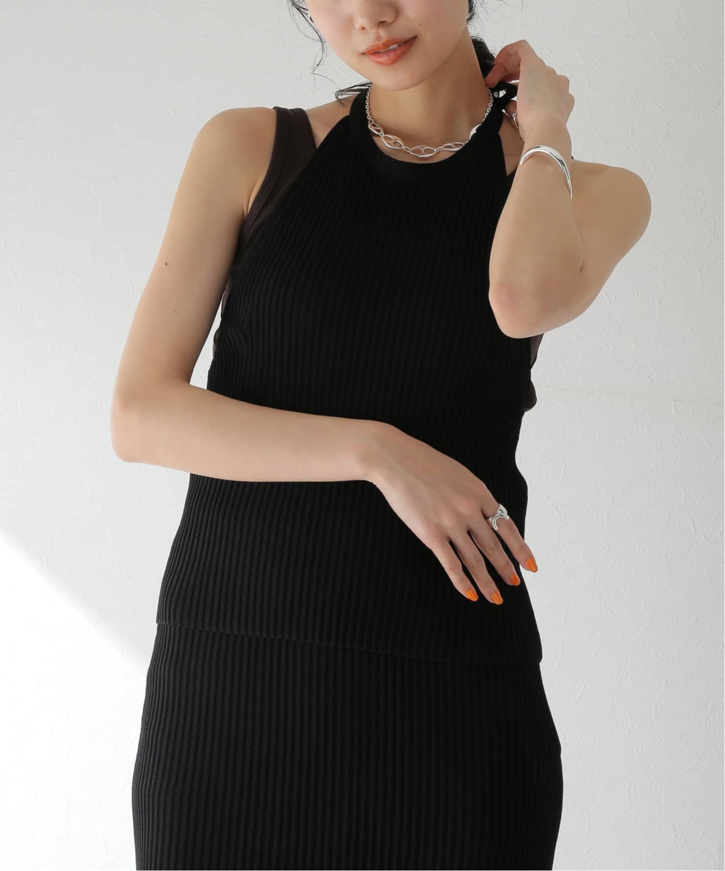 ニット レディース プレーティングリブビスチェ