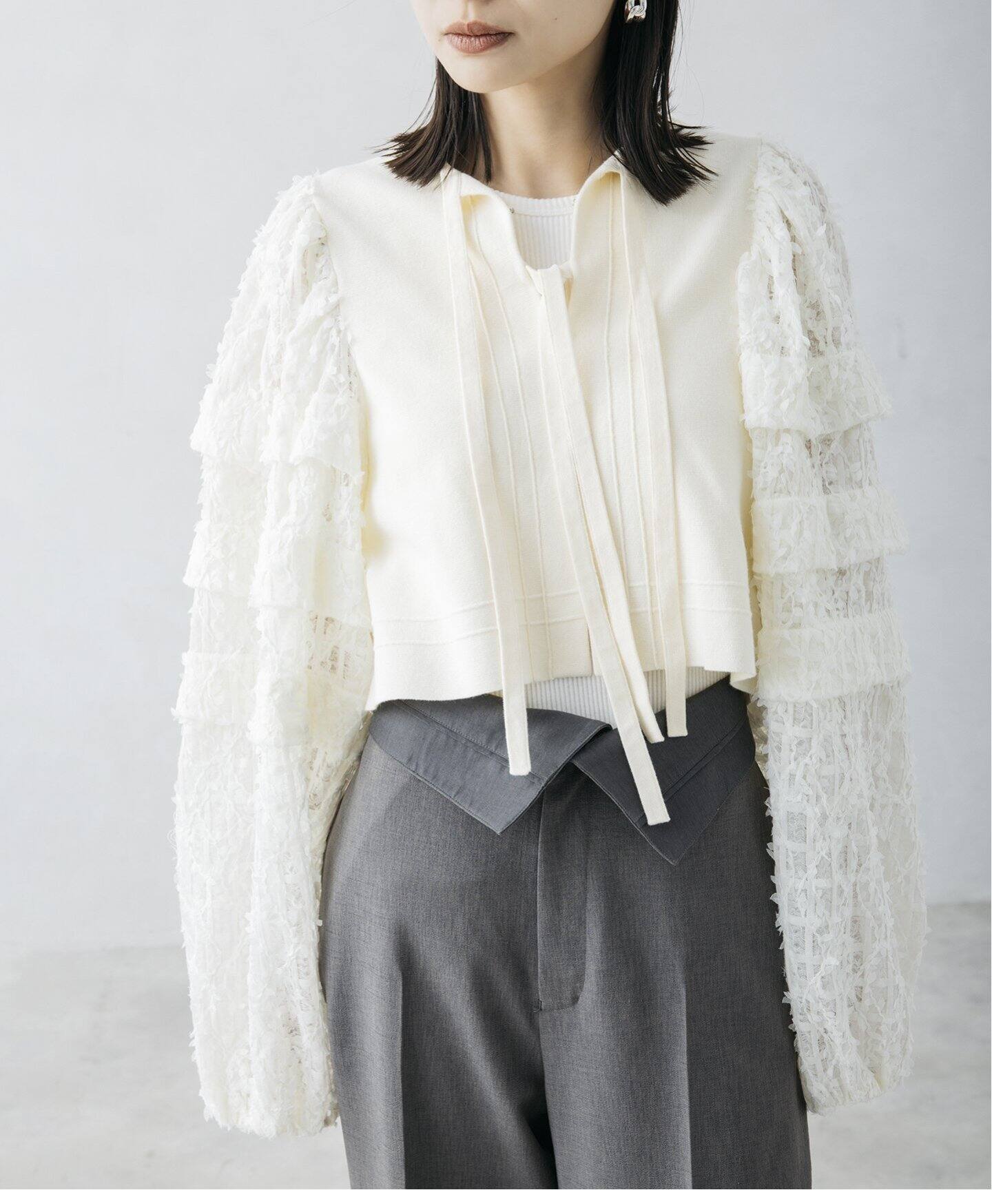 nude vintage×JOURNAL STANDARD】ジャカードスリーブカーディガン  