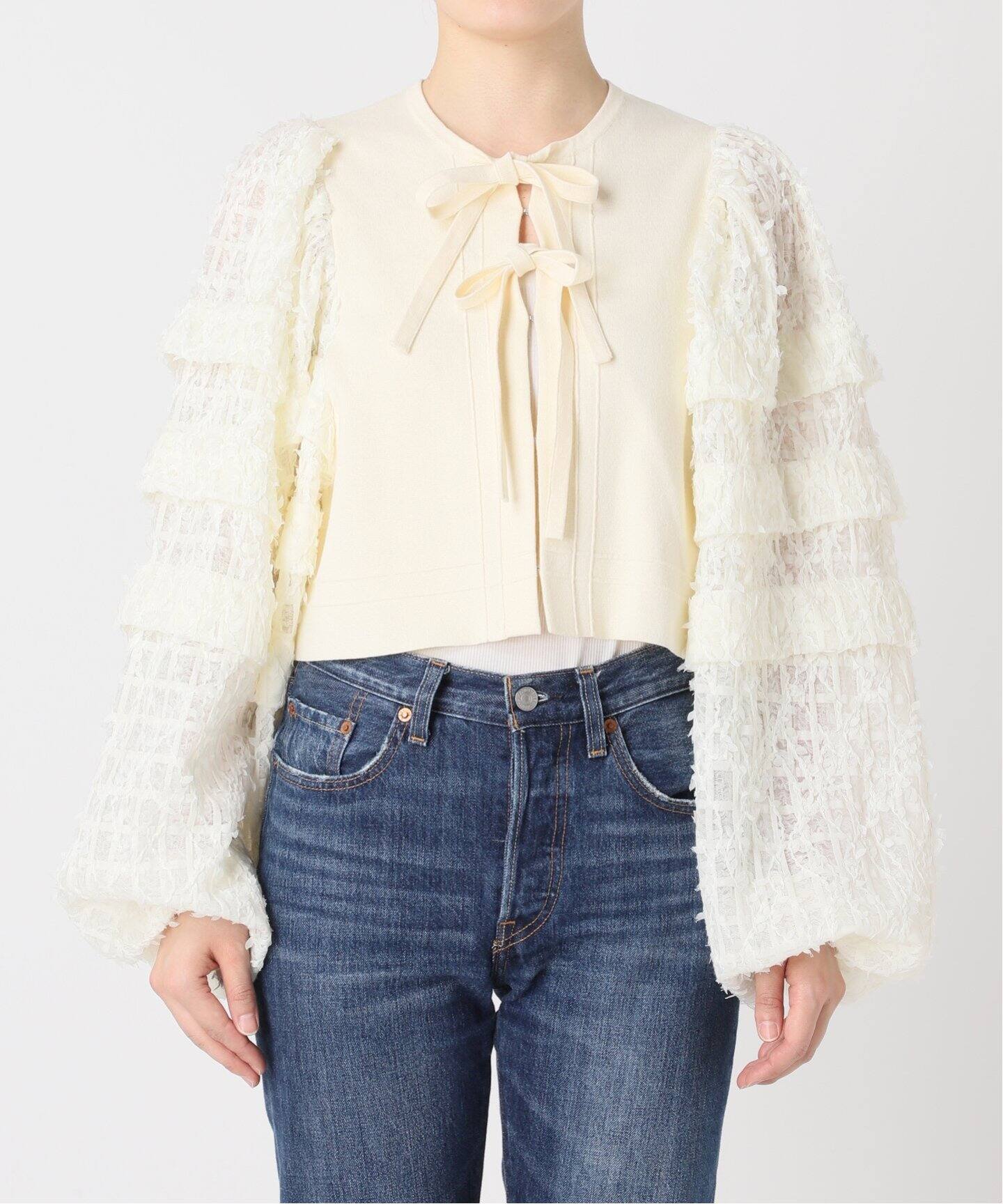 nude vintage×JOURNAL STANDARD】ジャカードスリーブカーディガン  