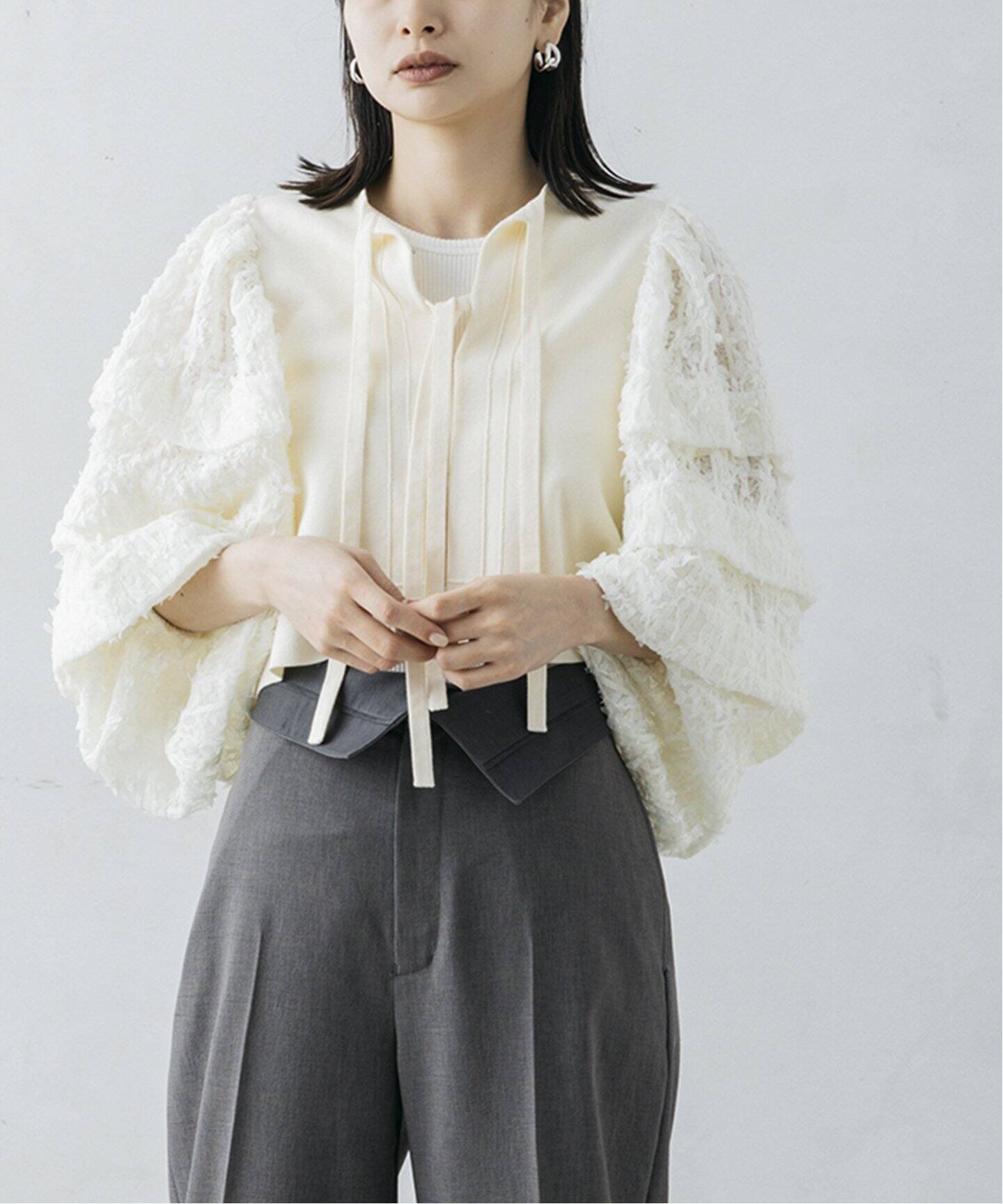 nude vintage×JOURNAL STANDARD】ジャカードスリーブカーディガン  