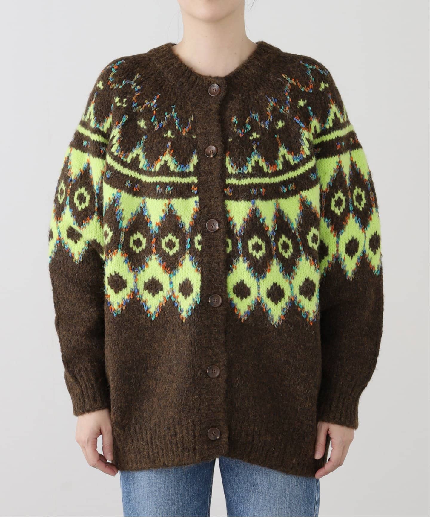 【値下げ】【新品】GREEN BUTTER カーディガン(パープル) GREEN BUTTER/グリーンバター】Alpaca Nordic Cardigan（カーディガン