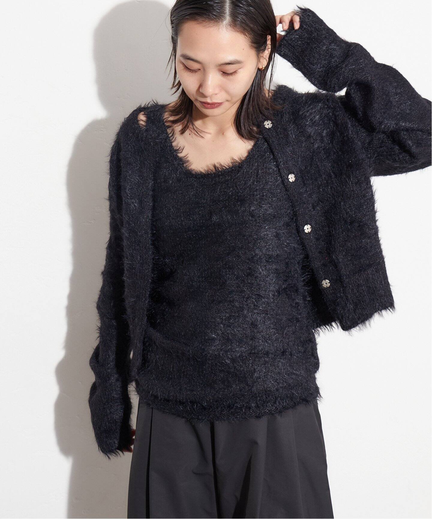 AMOMENTO / アモーメント】SHAGGY KNIT CARDIGAN AM24FWW03CD 
