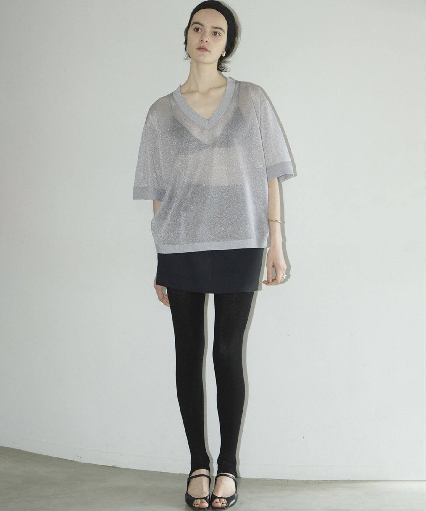 CLANE/クラネ】SHEER VNECK KNIT TOPS 16106-2152（ニット／セーター 