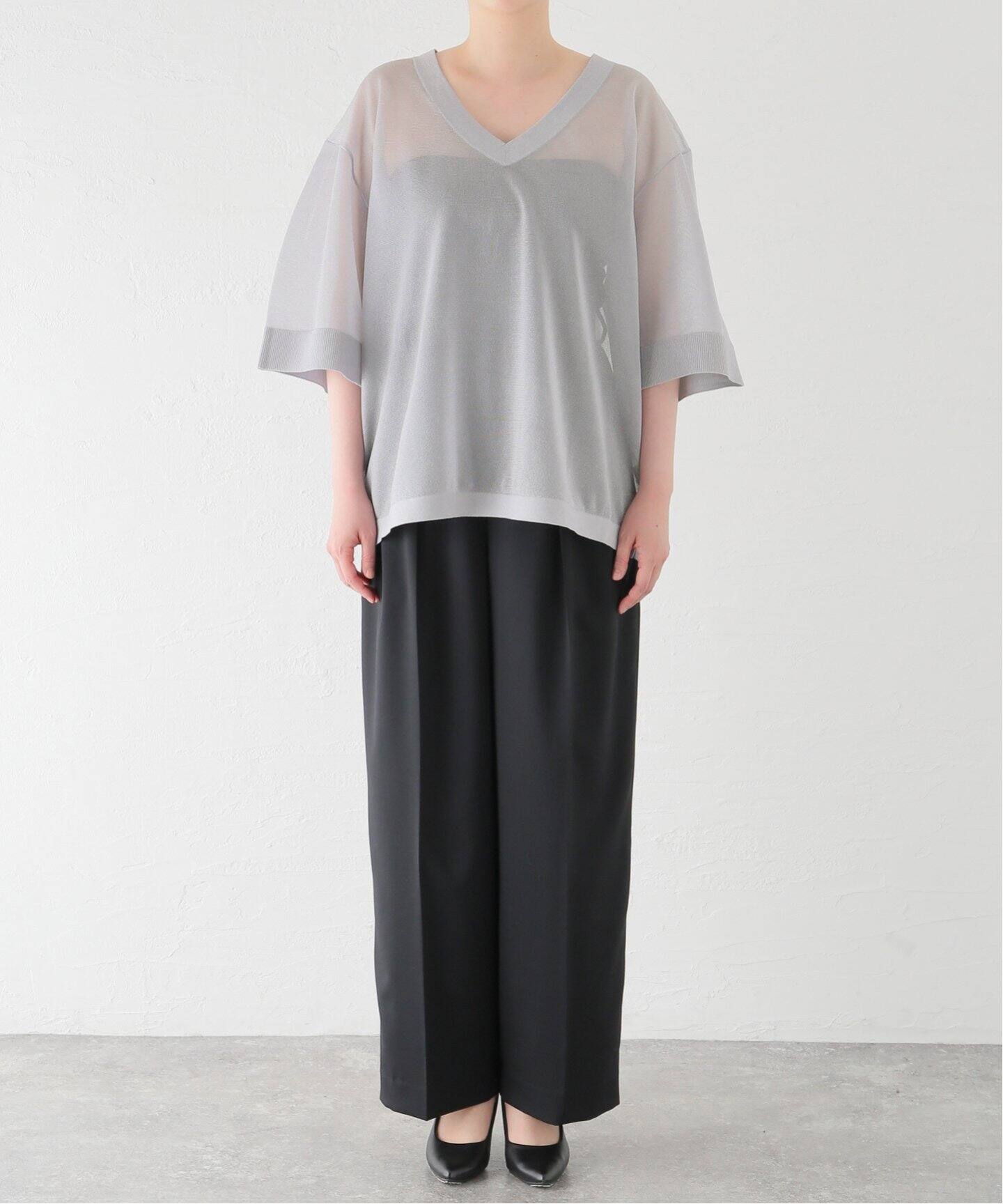 CLANE/クラネ】SHEER VNECK KNIT TOPS 16106-2152（ニット／セーター 