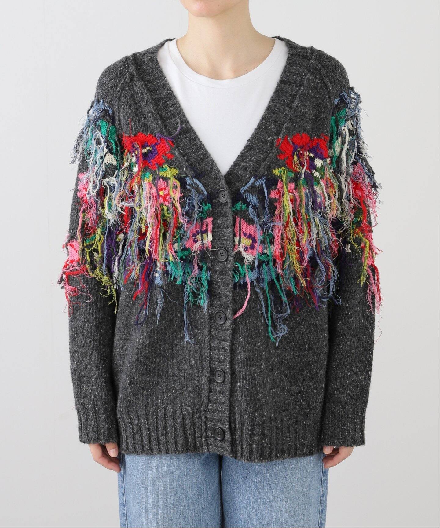OPEN SESAME CLUB/オープン セサミ クラブ】 Flower Fringe cardigan 