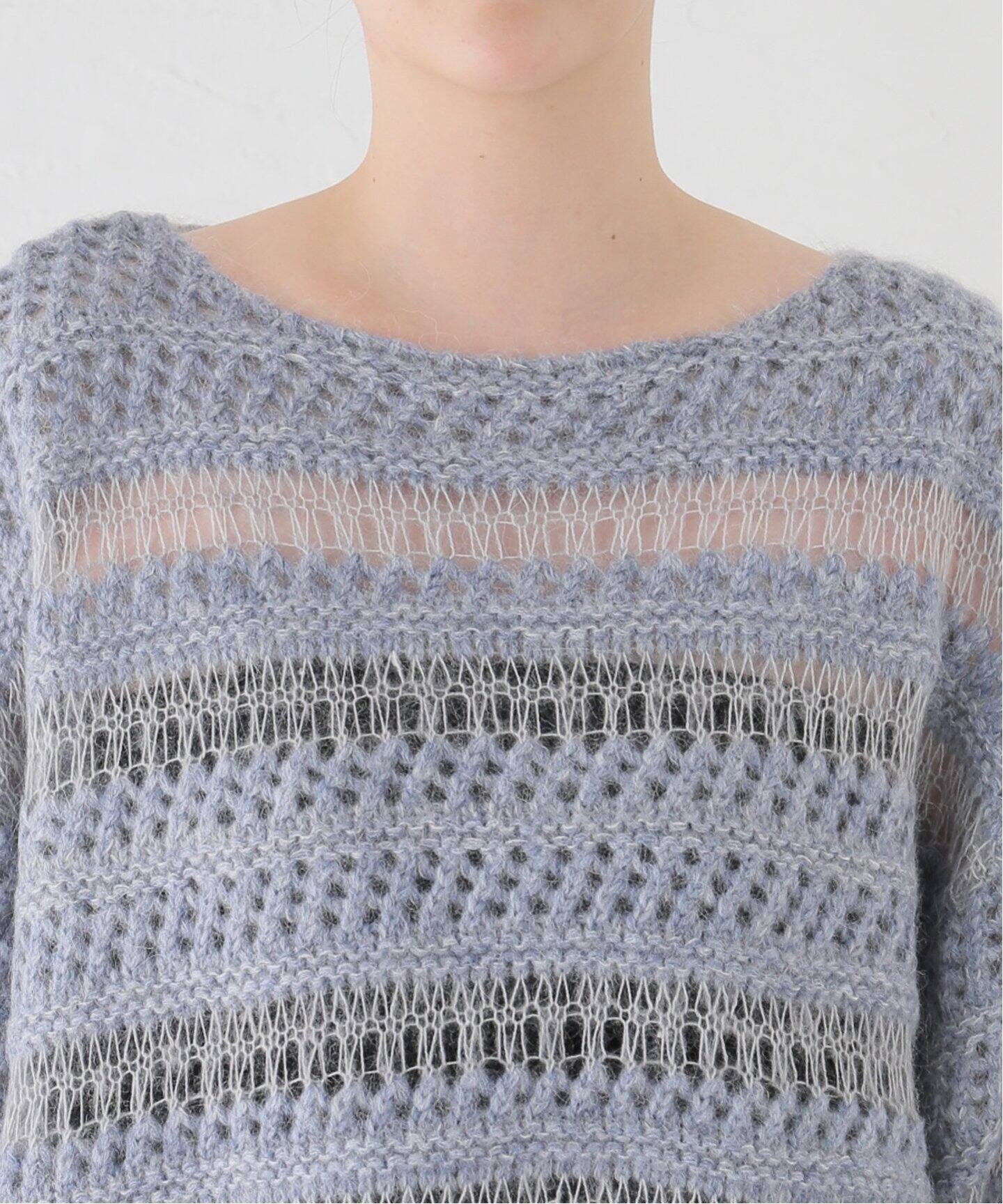 CLANE/クラネ】 SHEER BORDER MOHAIR MIX KNIT（ニット／セーター  