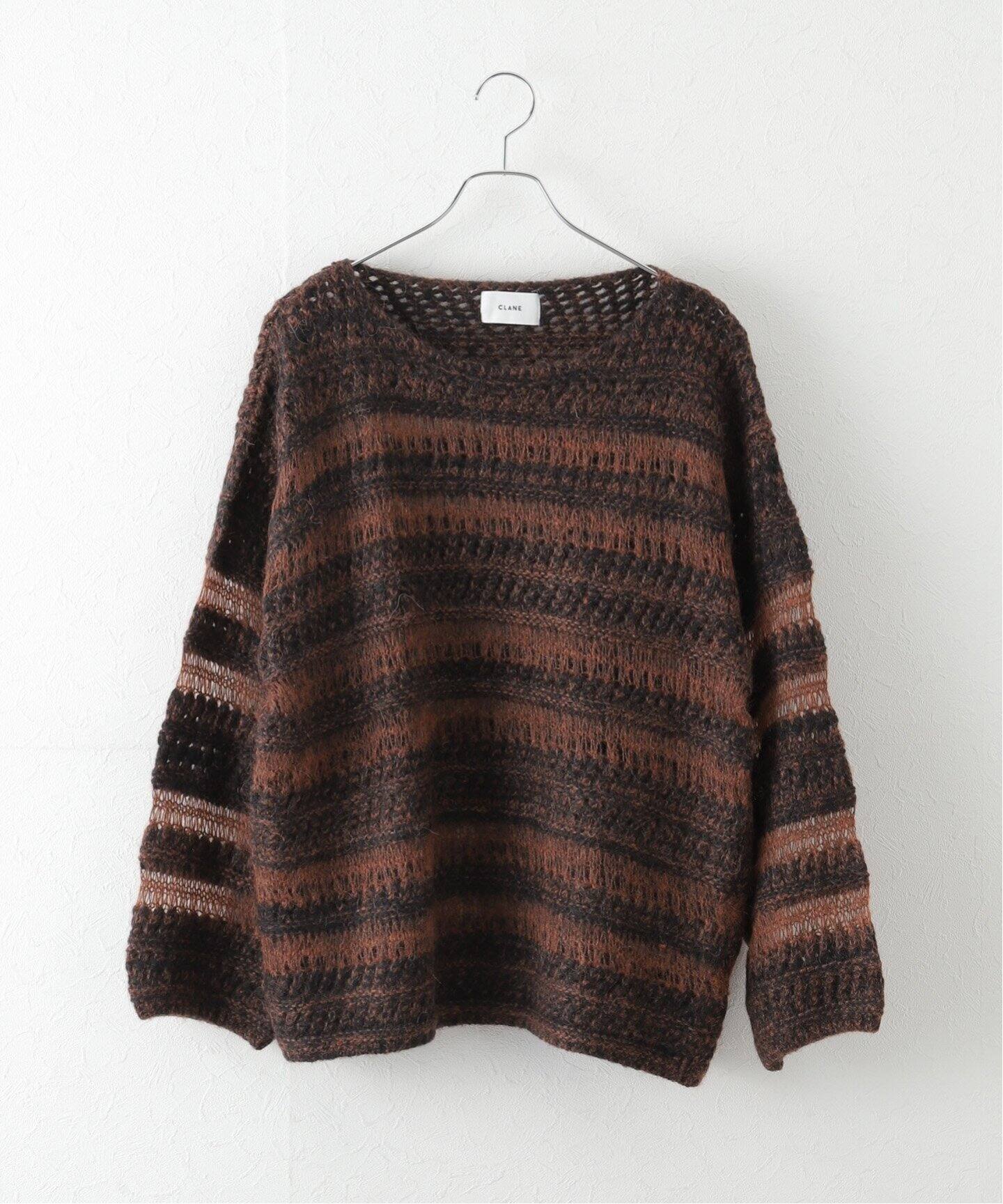 CLANE/クラネ】 SHEER BORDER MOHAIR KNIT（ニット／セーター  