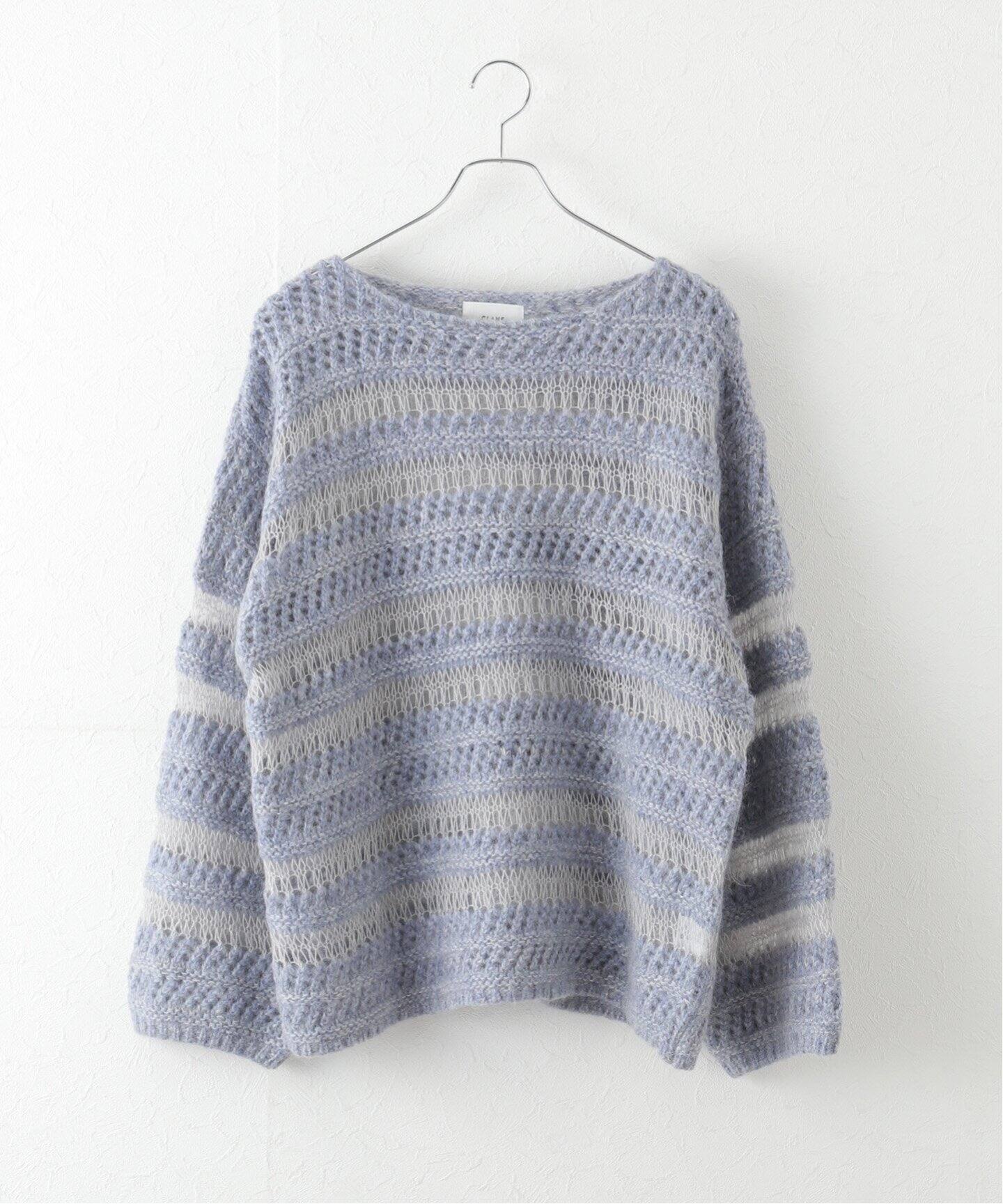 CLANE/クラネ】 SHEER BORDER MOHAIR KNIT（ニット／セーター  
