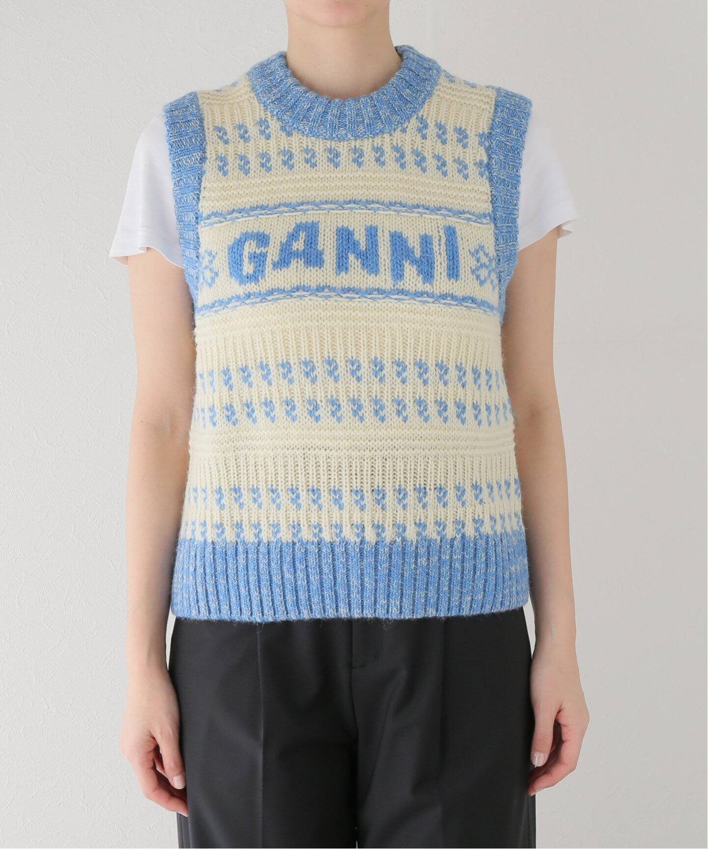 GANNI / ガニー】 Graphic Lambswool O-neck Vest：ベスト（ベスト 