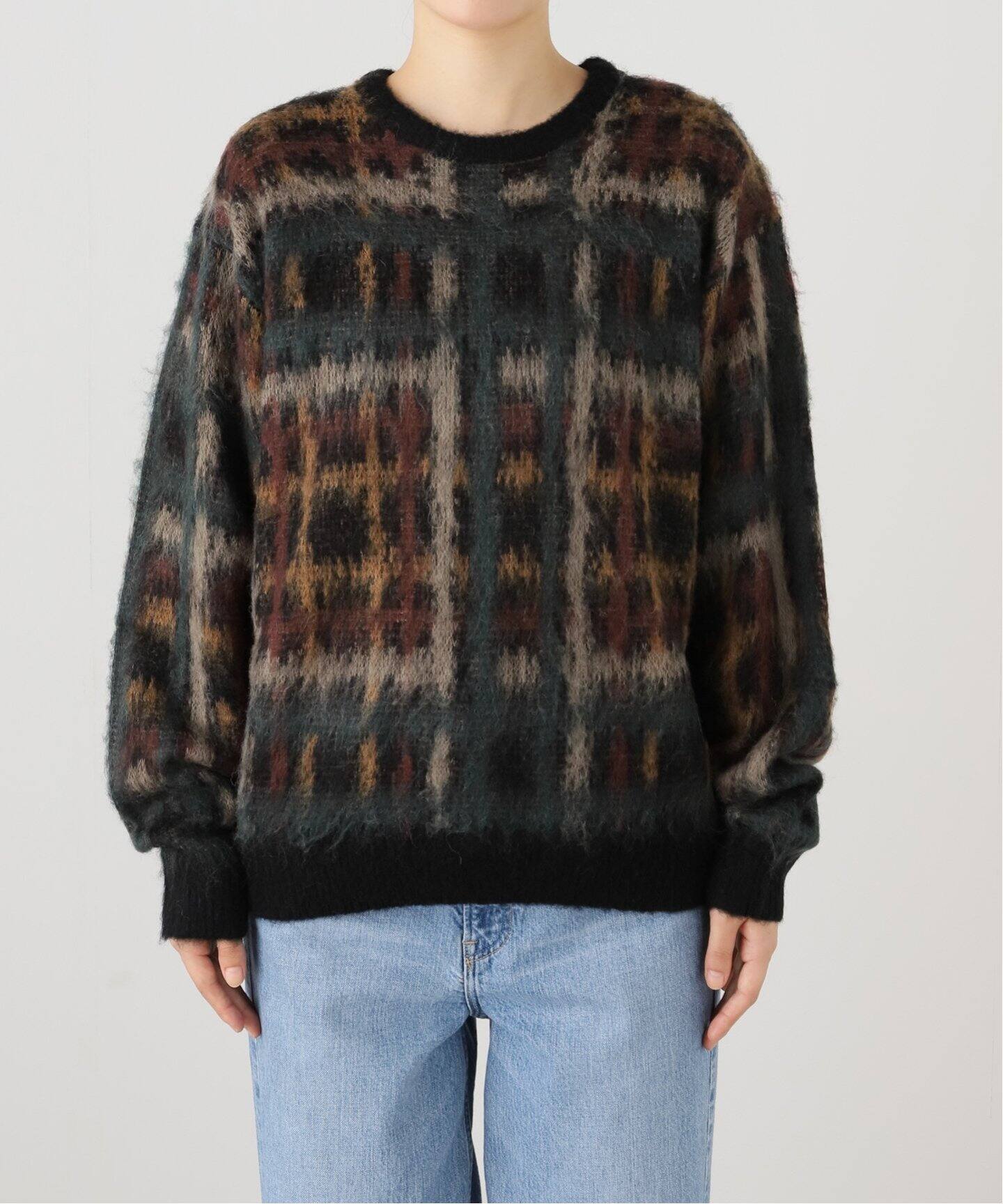 Dime/ダイム】PLAID MOHAIR MIX KNIT：ニット（ニット／セーター 