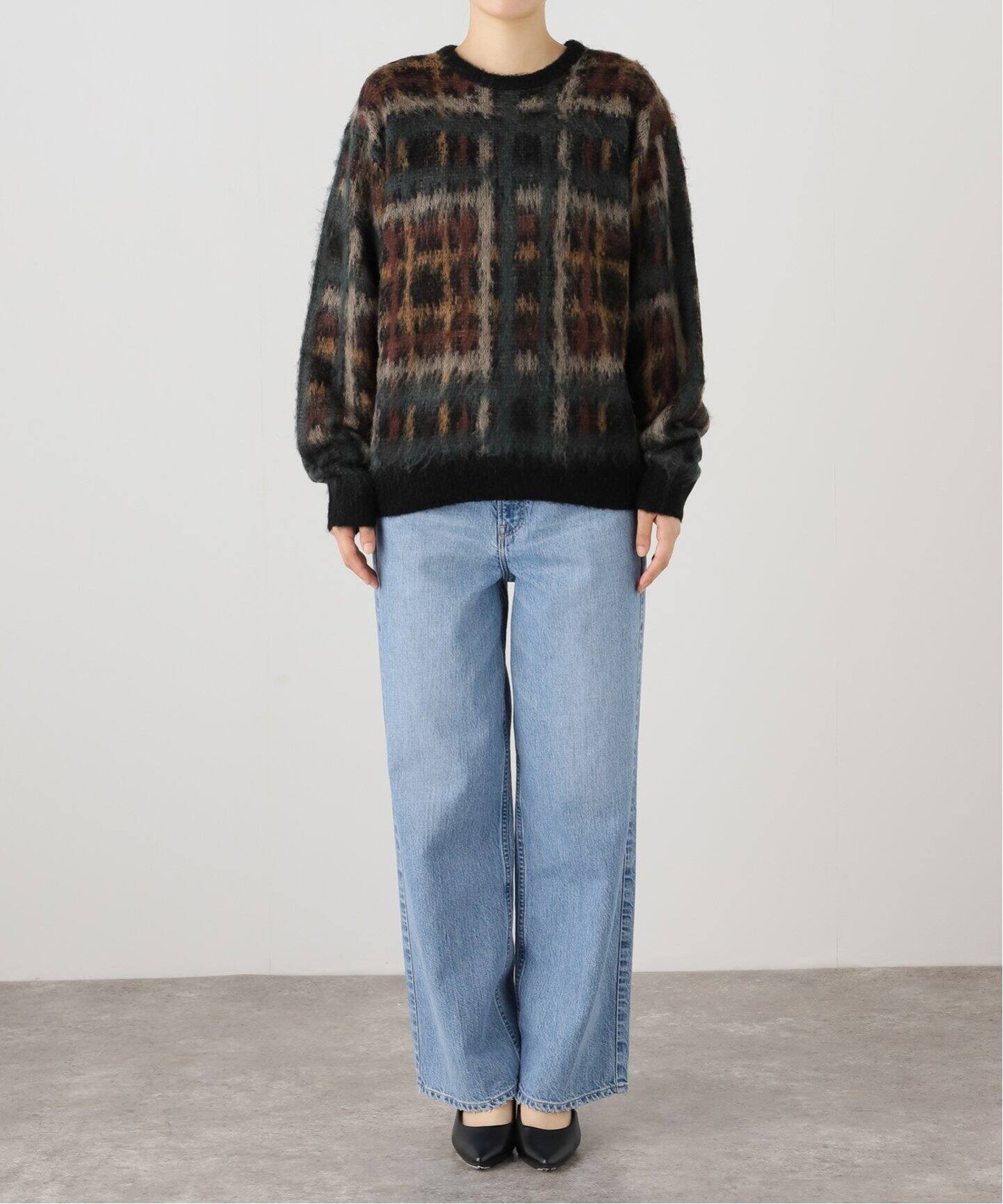 Dime/ダイム】PLAID MOHAIR MIX KNIT：ニット（ニット／セーター 