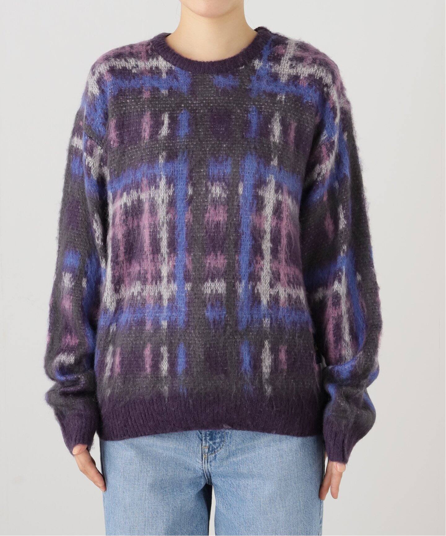 Dime/ダイム】PLAID MOHAIR MIX KNIT：ニット（ニット／セーター 