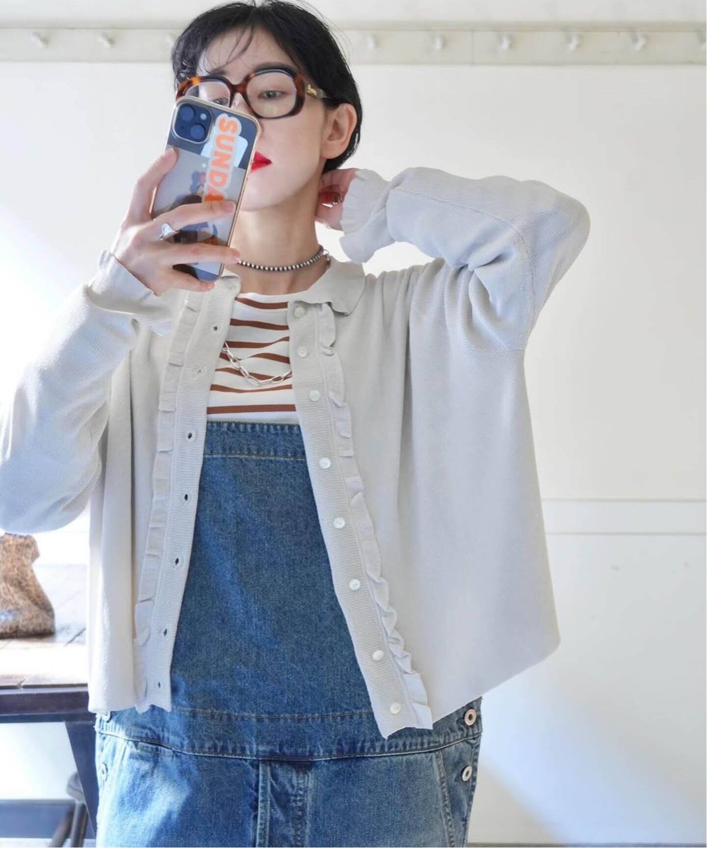 ラメMIX フリルカラーカーディガン（カーディガン）｜journal standard  