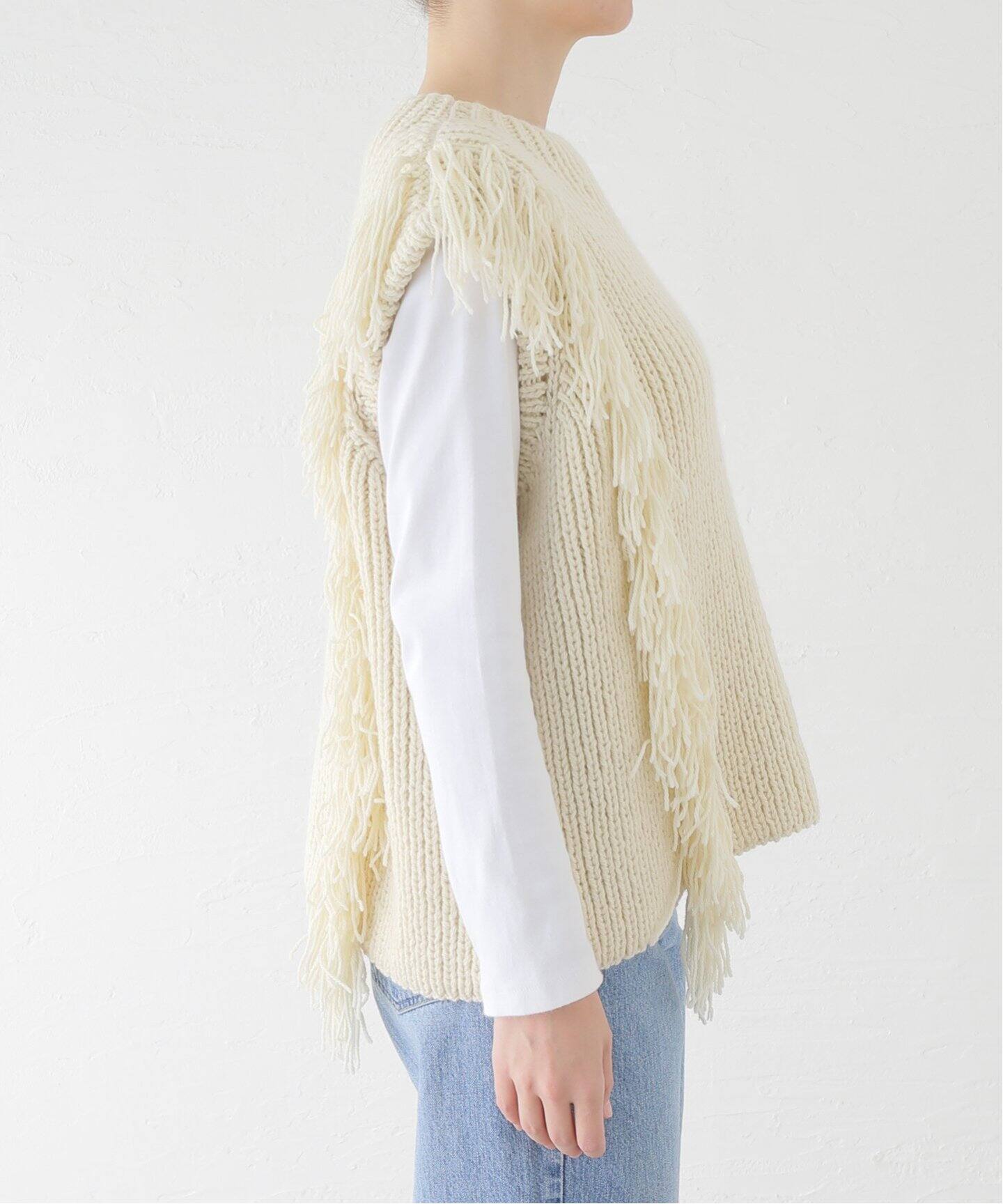 MAYDI /マイディ】 HAND KNITTED PULL VEST WITH FRINGE（ベスト 