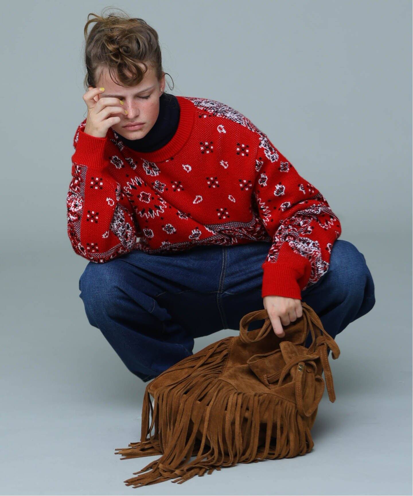 COOHEM / コーヘン】COTTON CASHMERE BANDANA JACQUARD（ニット  