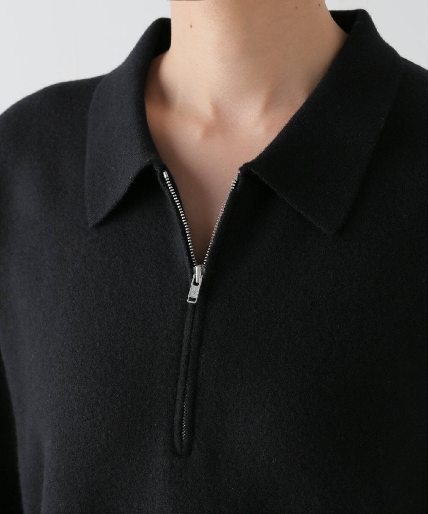ATON/エイトン】 WOOL MELTON HAIF ZIPPED SWEATER（ニット／セーター 