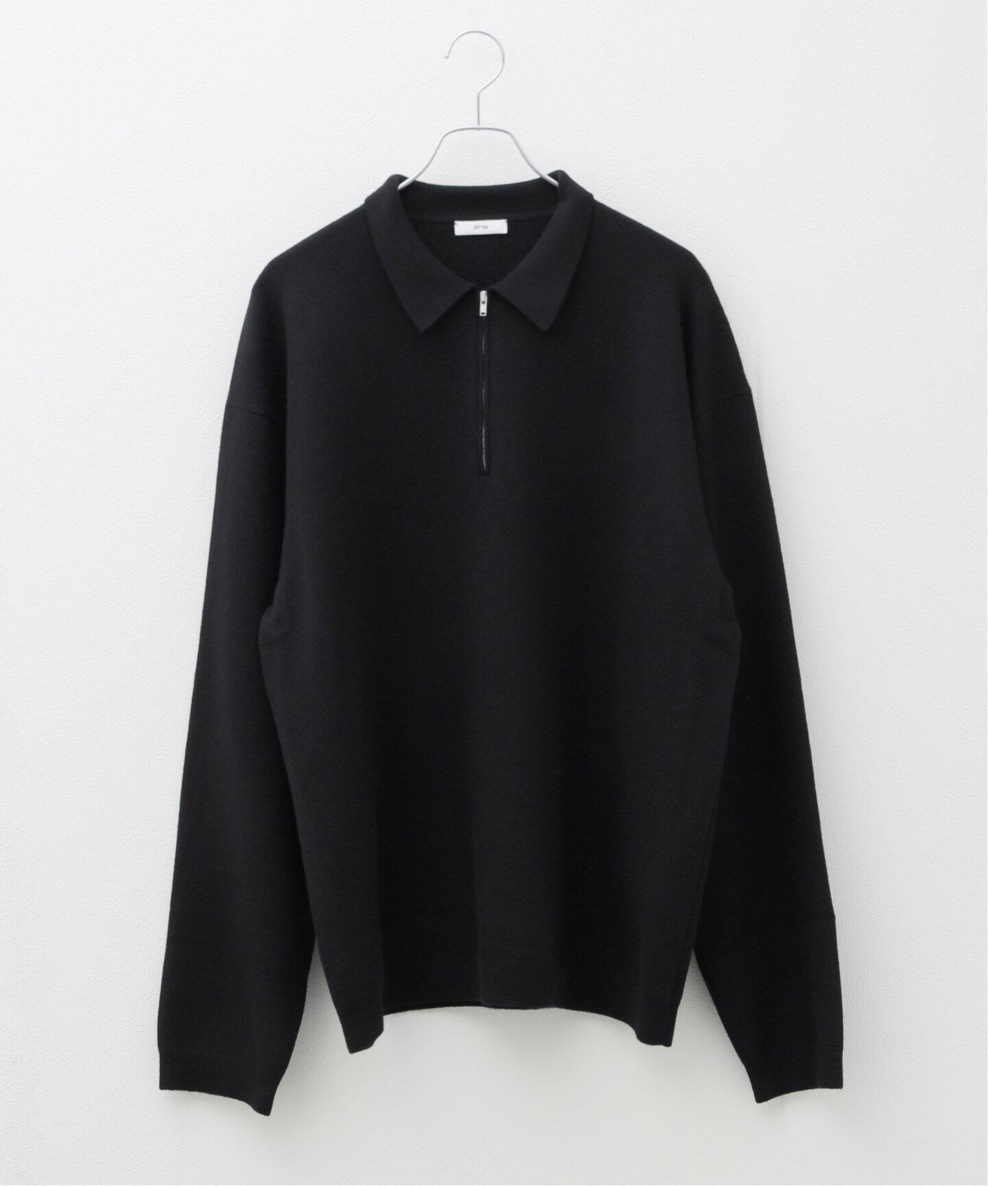 ATON/エイトン】 WOOL MELTON HAIF ZIPPED SWEATER（ニット／セーター 
