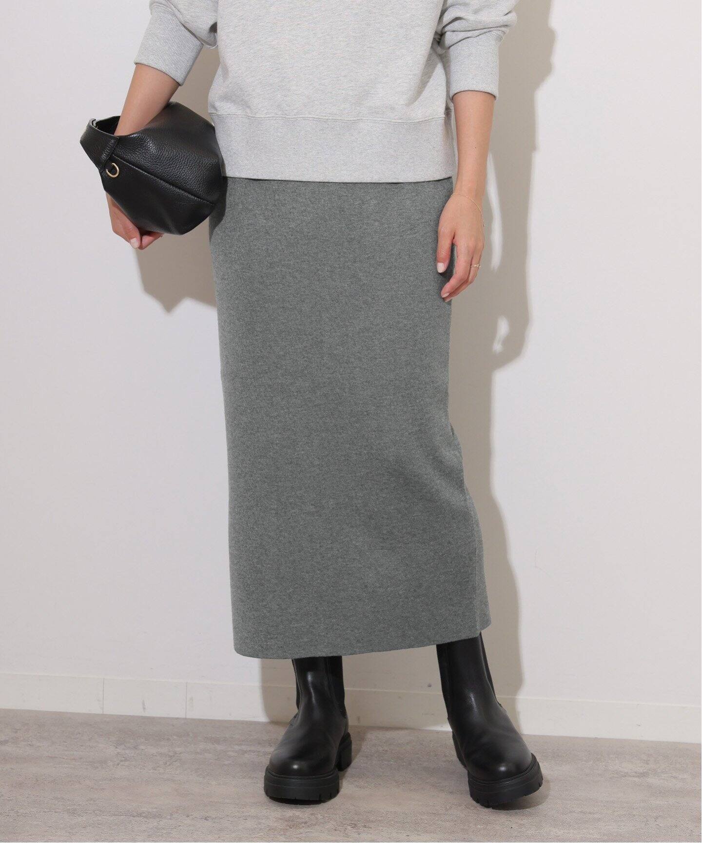 追加》フルニードルIラインニットスカート（ロング・マキシ丈スカート  