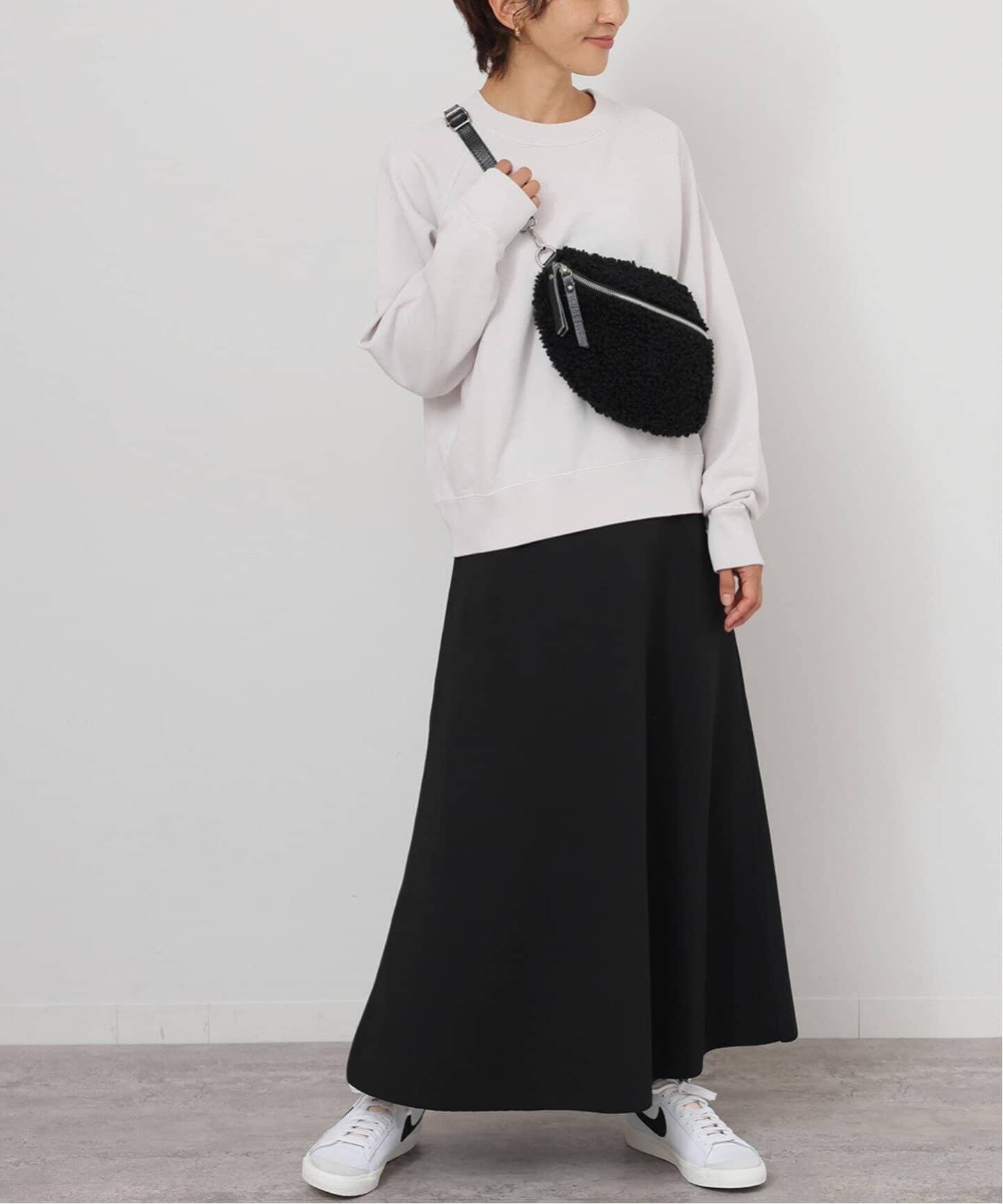 WEB限定追加》ウォッシャブルスポンジニットフレアスカート（ロング  