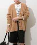 ヘアリーファーVネックカーディガン