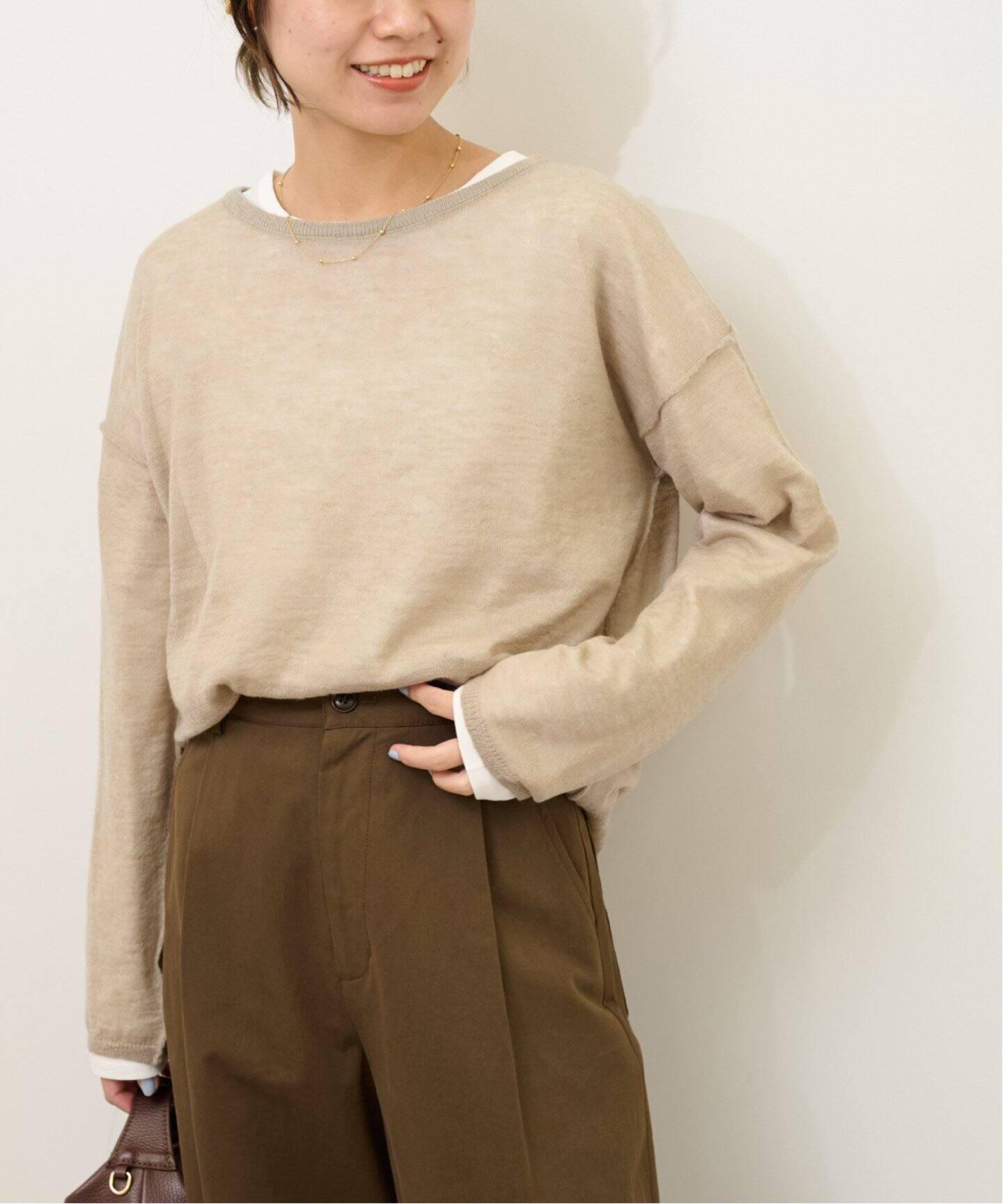 2枚セット》シアーモヘヤMIX Tシャツレイヤードプルオーバー（ニット