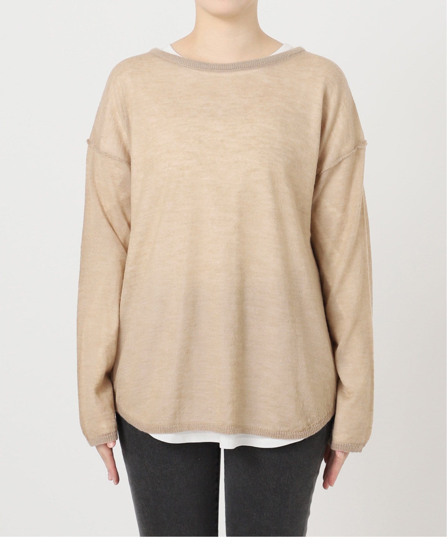 2枚セット》シアーモヘヤMIX Tシャツレイヤードプルオーバー（ニット