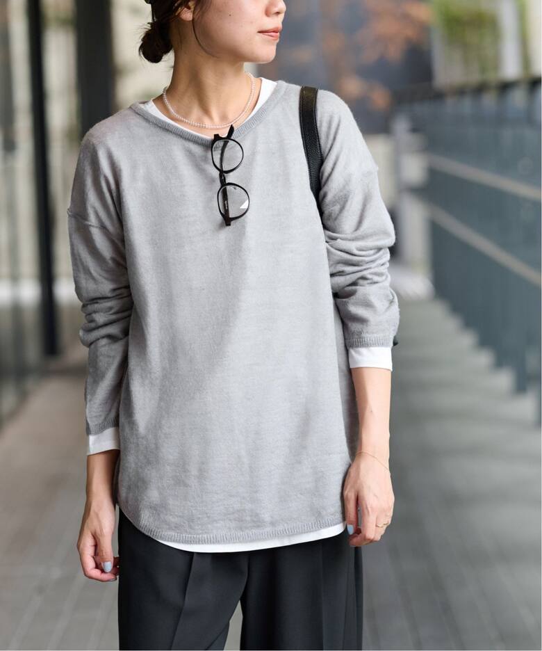 追加/2枚セット》シアーモヘヤMIX Tシャツレイヤードプルオーバー 