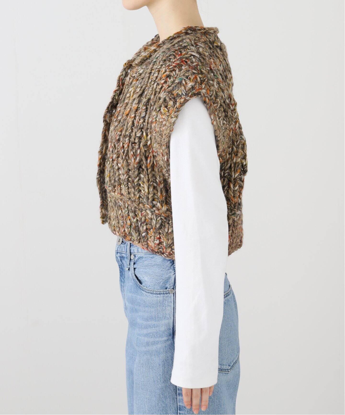 Todayful ベスト mix handknit てらっ vest ベージュ 24aw