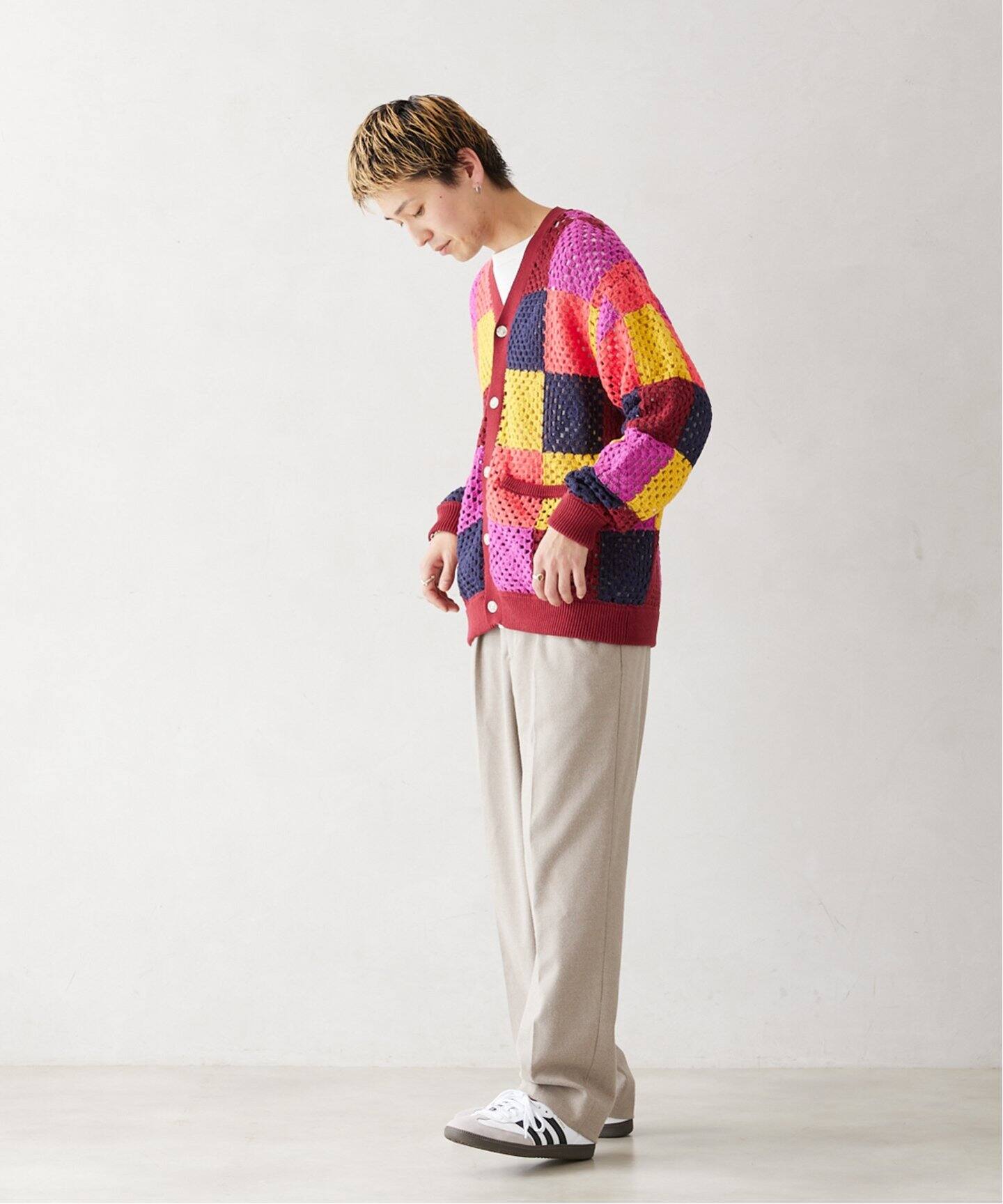 RELUME CALIFORNIA クロシェアミ ニットカーディガン　M CALIFORNIA クロシェアミ ニットカーディガン 
