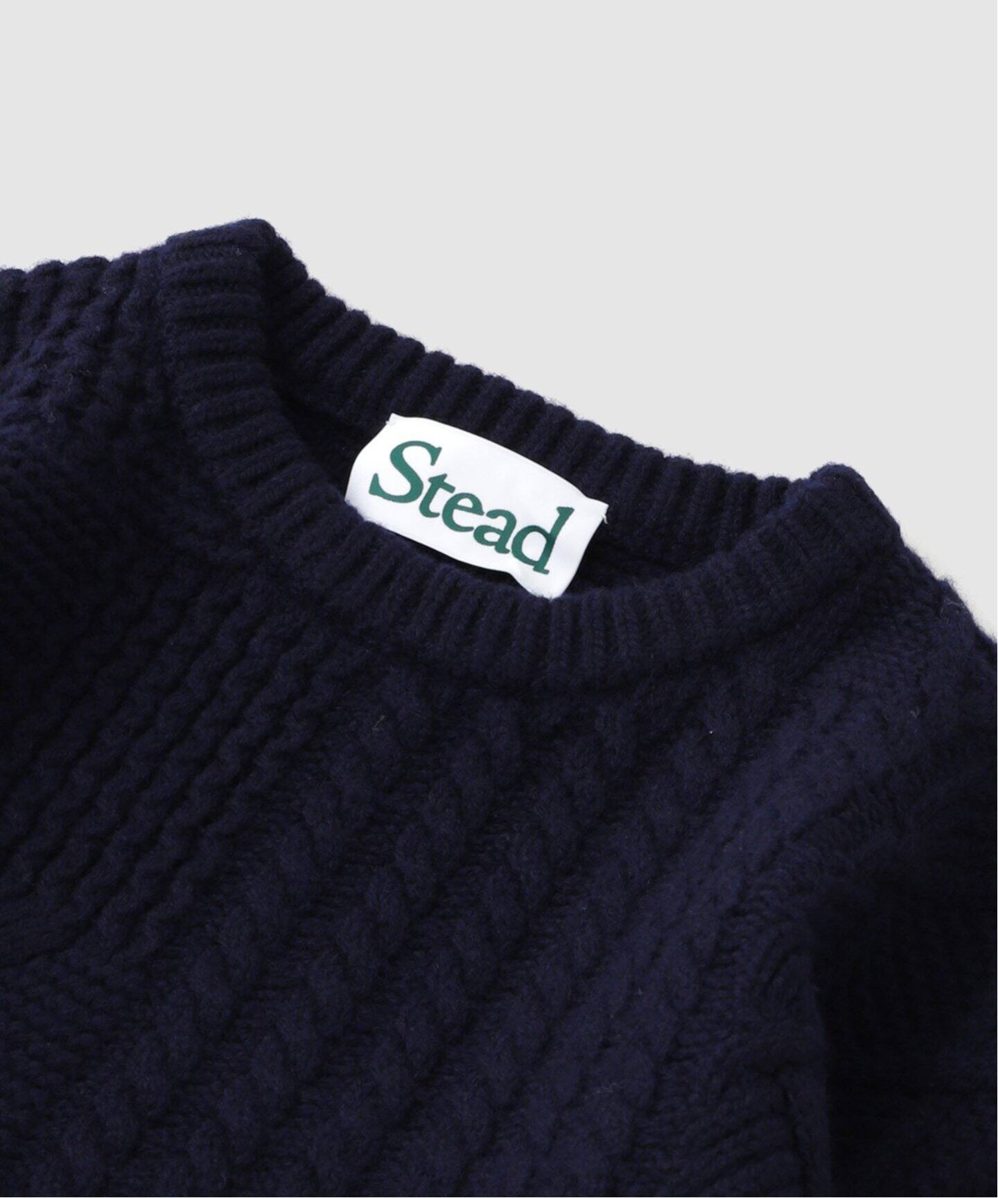 J.S.Homestead / Stead パッチワークケーブル クルーネックニット 