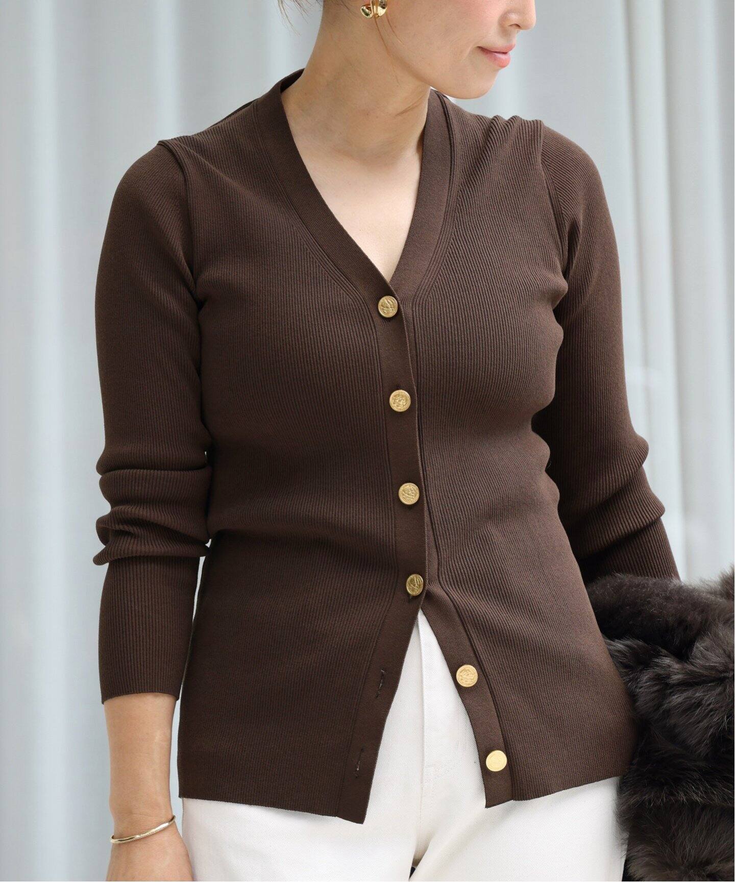 追加 *DINER RIB Vネックカーディガン（カーディガン）｜Deuxieme  