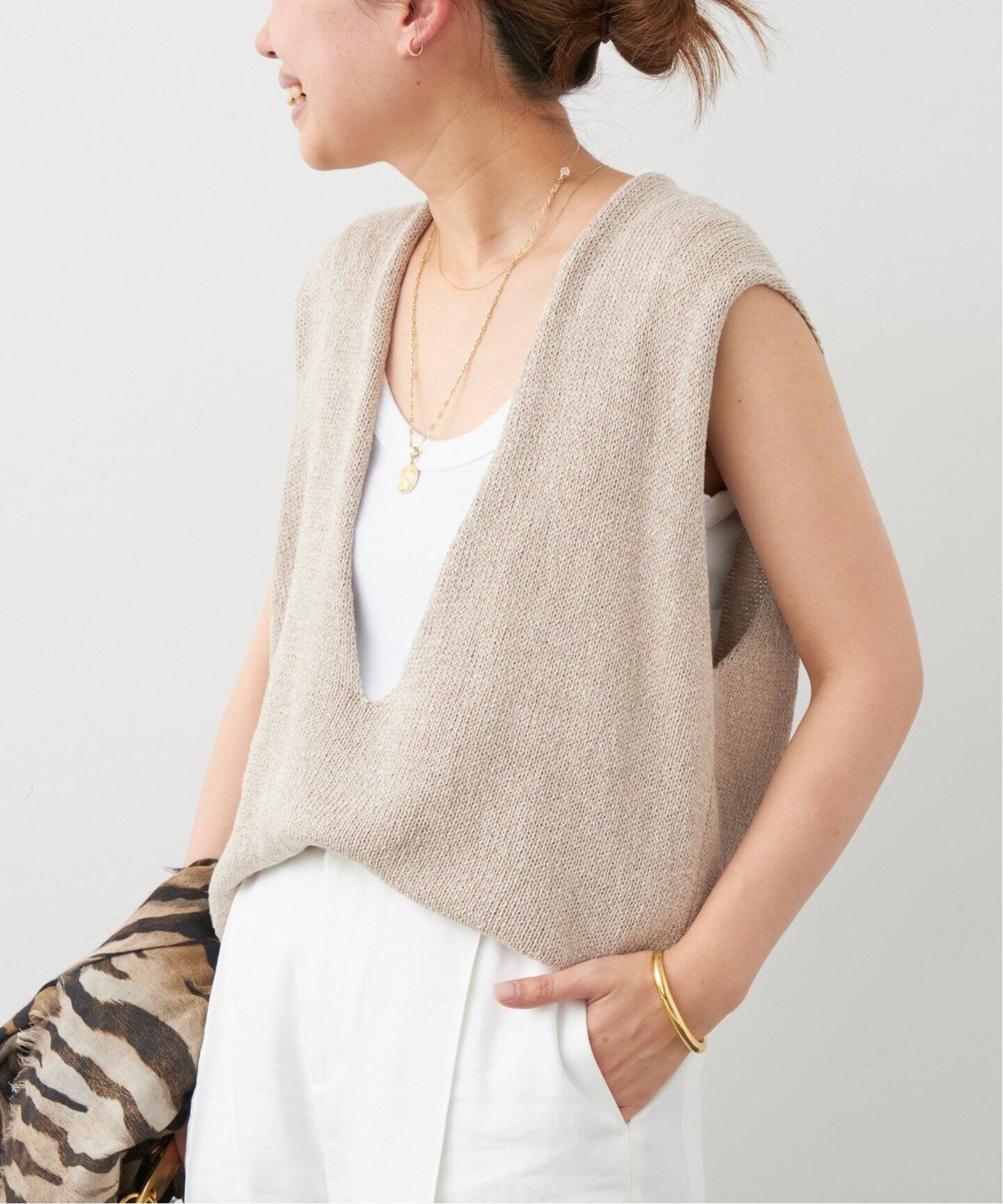 Lily Linen Vネック ベスト（ベスト）｜Deuxieme Classe  