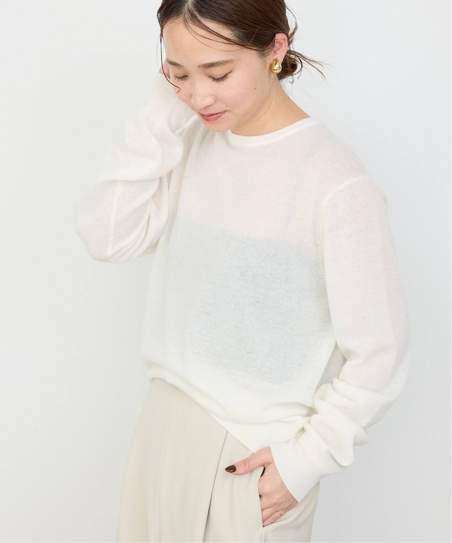 Cashmere Sheer クルーネック プルオーバー（ニット／セーター  