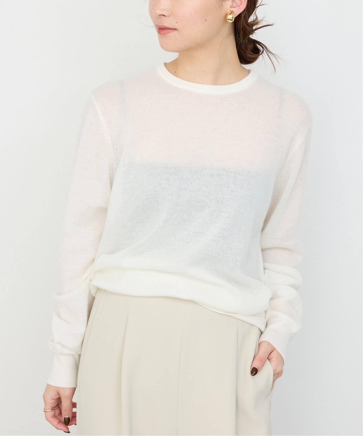 Cashmere Sheer クルーネック プルオーバー（ニット／セーター  