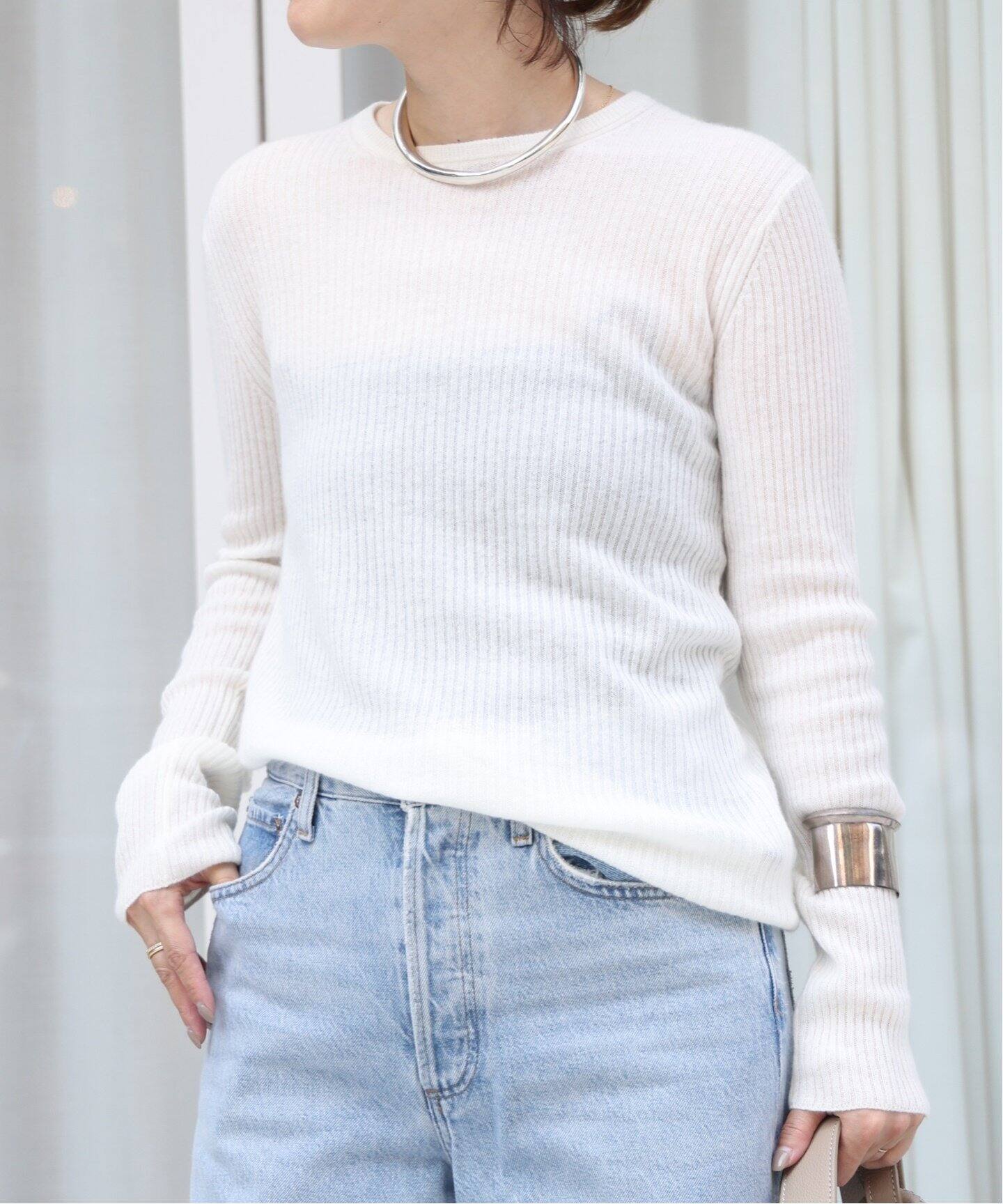 Cashmere Sheer リブ プルオーバー（ニット／セーター）｜Deuxieme 