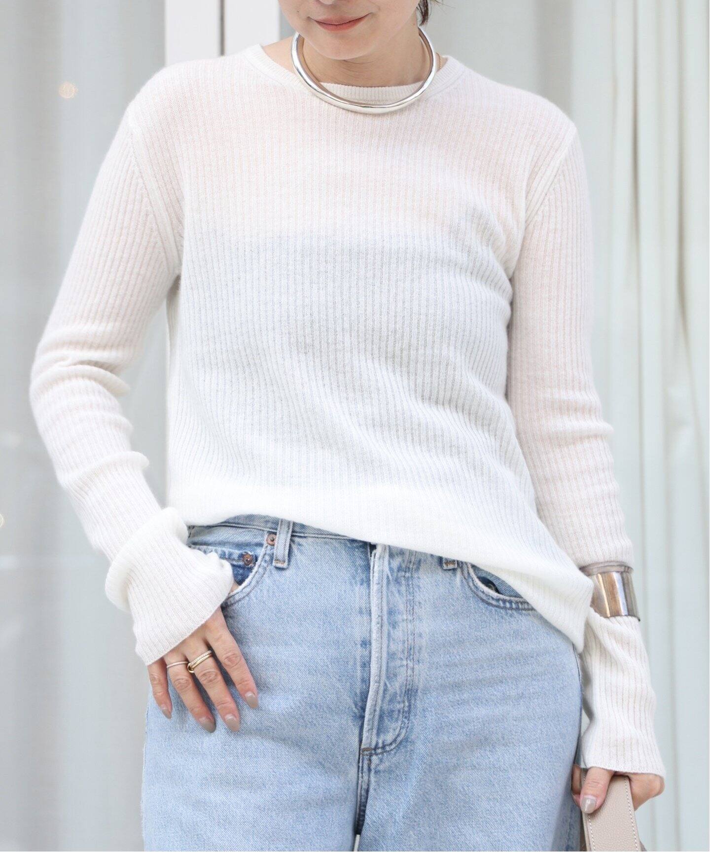 Cashmere Sheer リブ プルオーバー（ニット／セーター）｜Deuxieme  